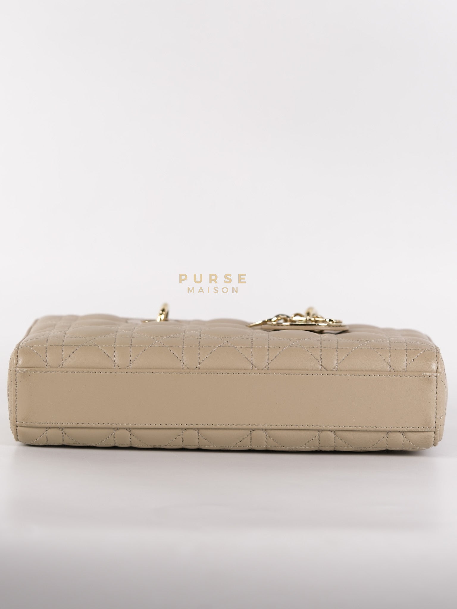 Lady D-Joy Medium Biscuit (Beige) in Lambskin Leather and Light Gold Hardware | Purse Maison Luxury Bags Shop