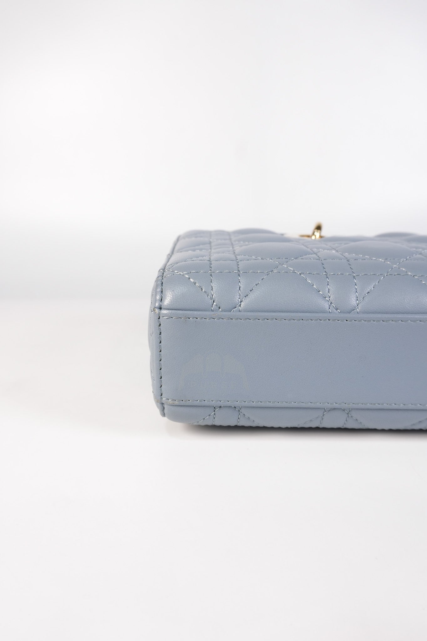 Lady D-Joy Medium Blue Cannage Lambskin Leather in Light Gold Hardware | Purse Maison Luxury Bags Shop