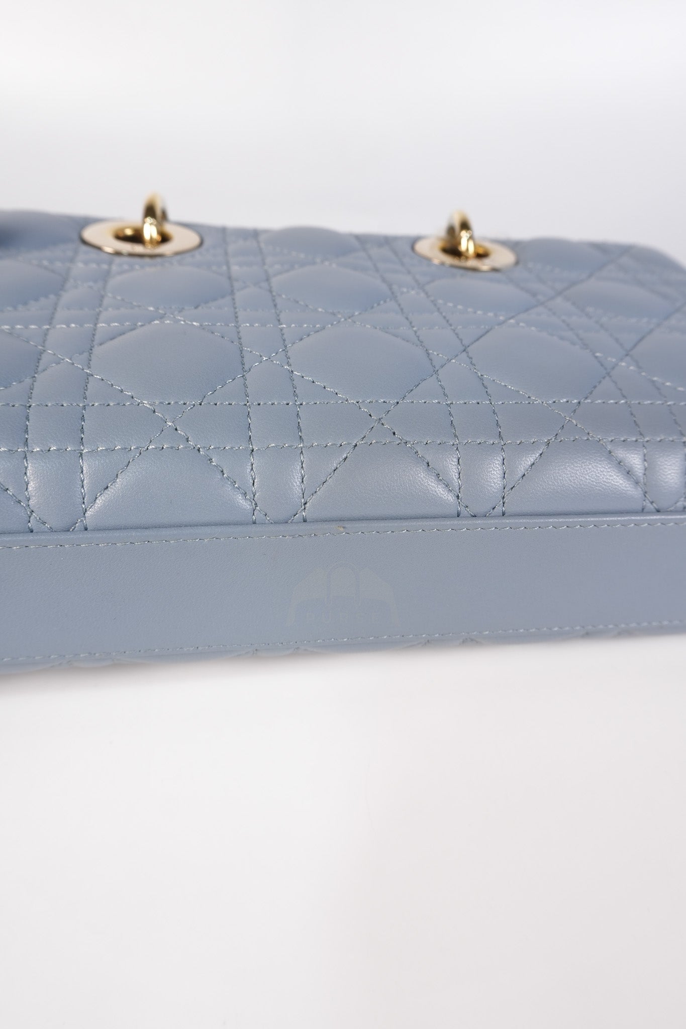 Lady D-Joy Medium Blue Cannage Lambskin Leather in Light Gold Hardware | Purse Maison Luxury Bags Shop