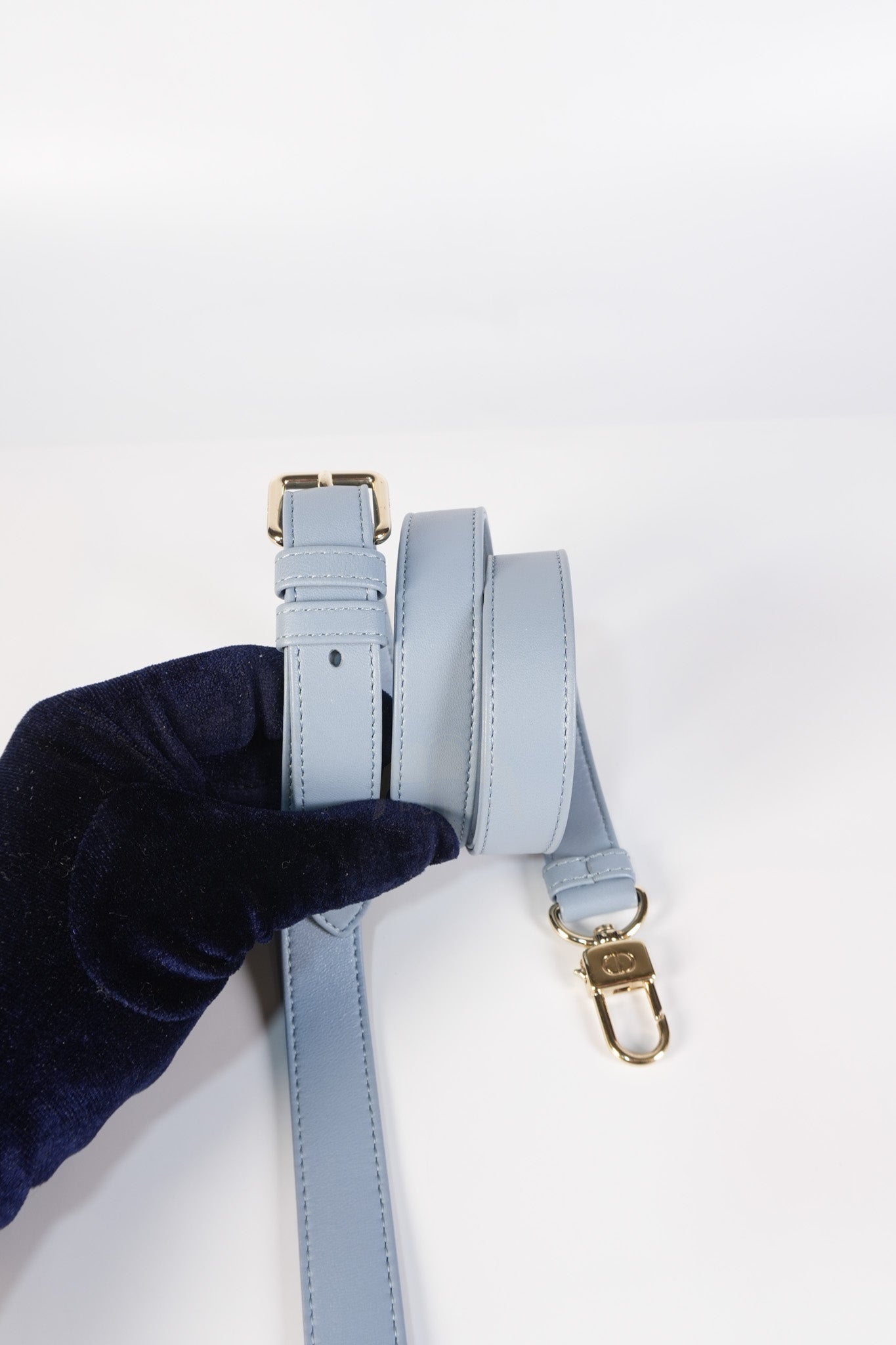 Lady D-Joy Medium Blue Cannage Lambskin Leather in Light Gold Hardware | Purse Maison Luxury Bags Shop