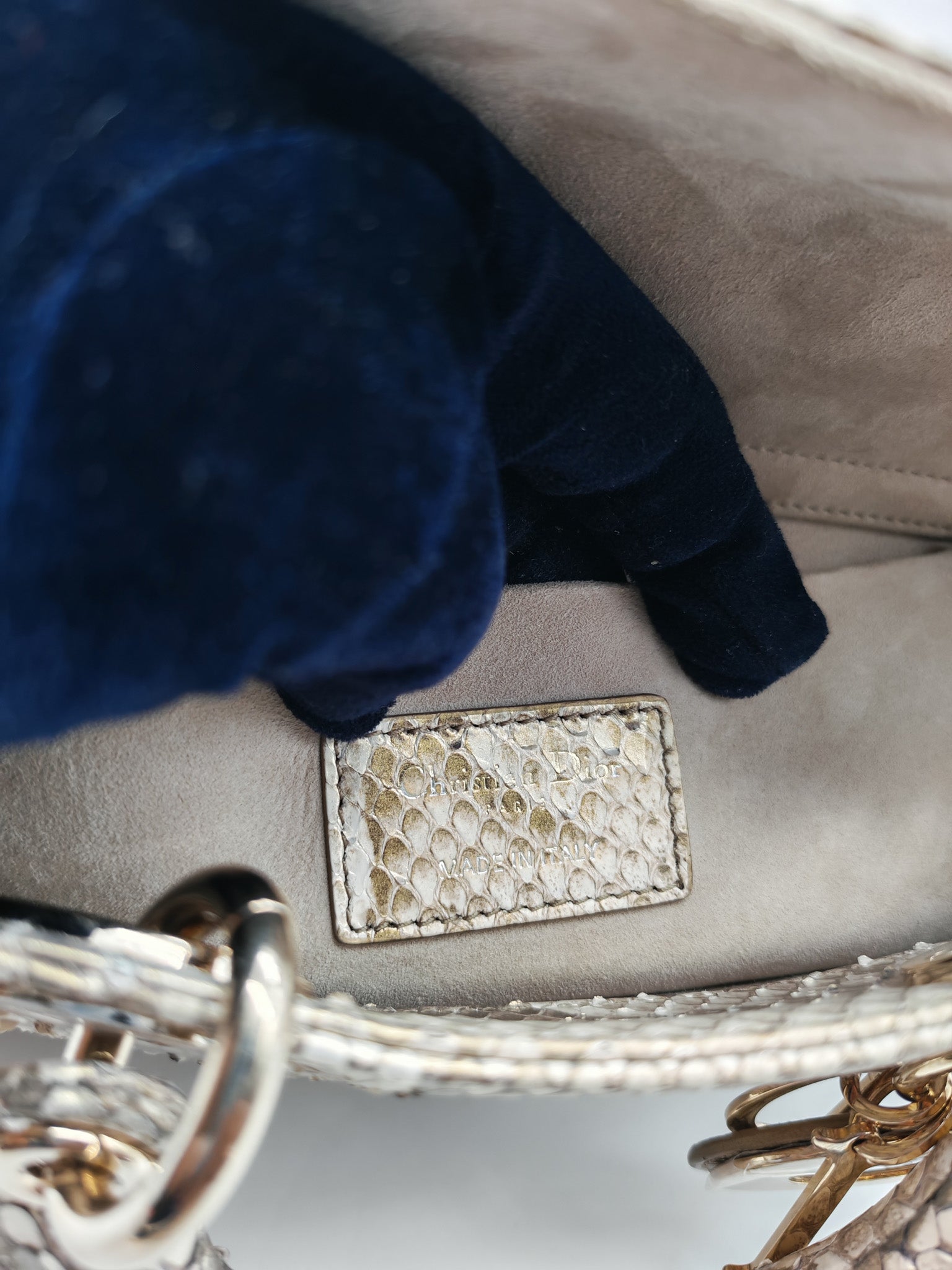 Lady D-Joy Medium in Gold Python Leather & Light Gold Hardware | Purse Maison Luxury Bags Shop