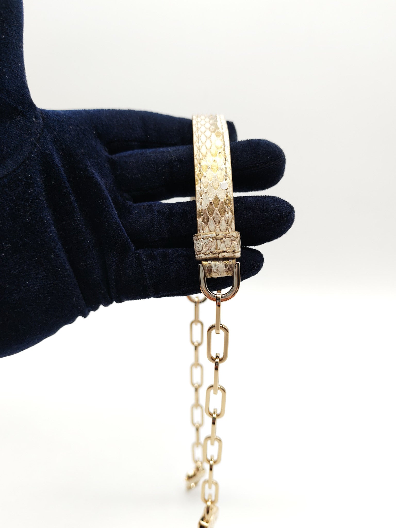 Lady D-Joy Medium in Gold Python Leather & Light Gold Hardware | Purse Maison Luxury Bags Shop