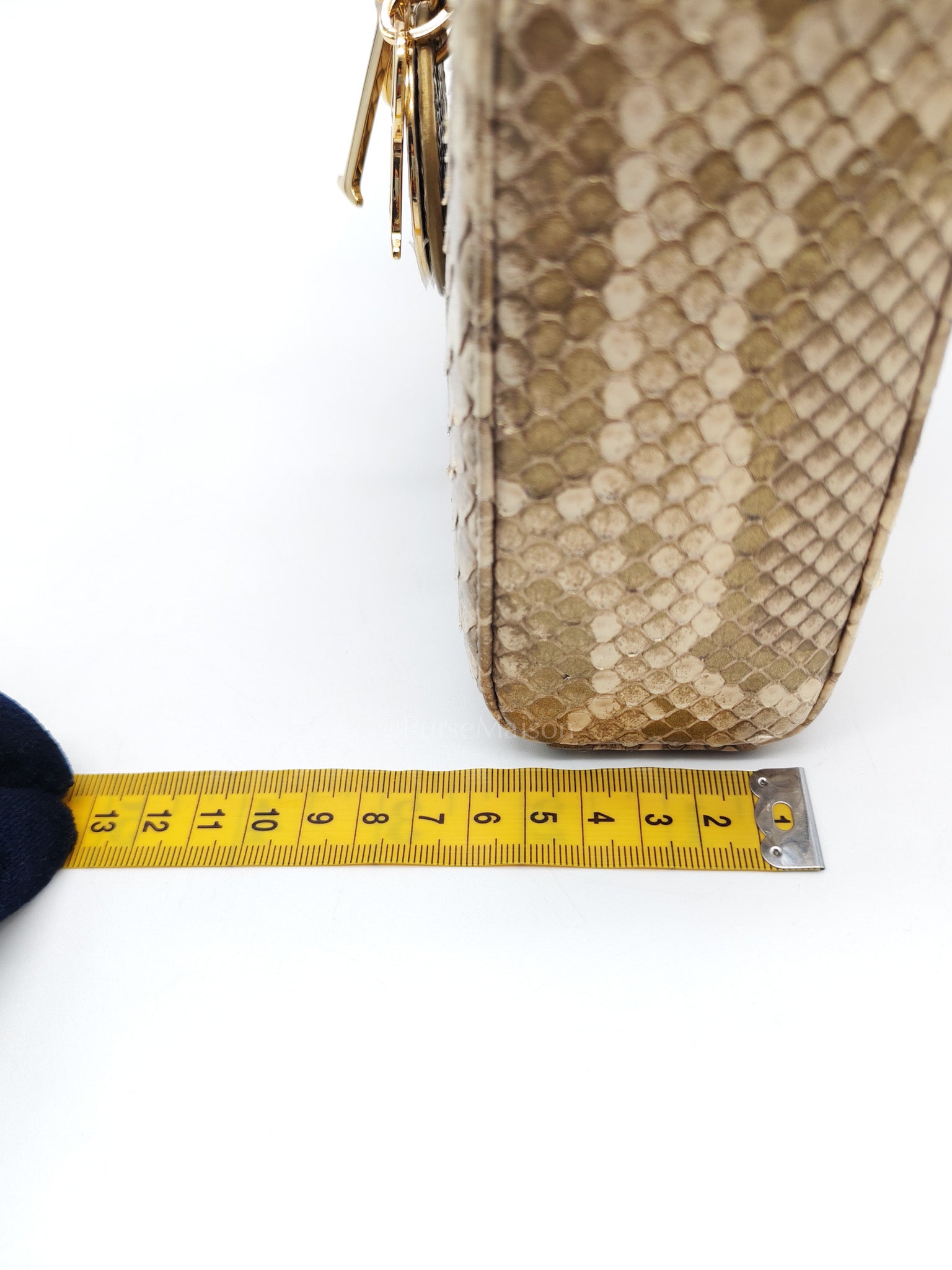 Lady D-Joy Medium in Gold Python Leather & Light Gold Hardware | Purse Maison Luxury Bags Shop