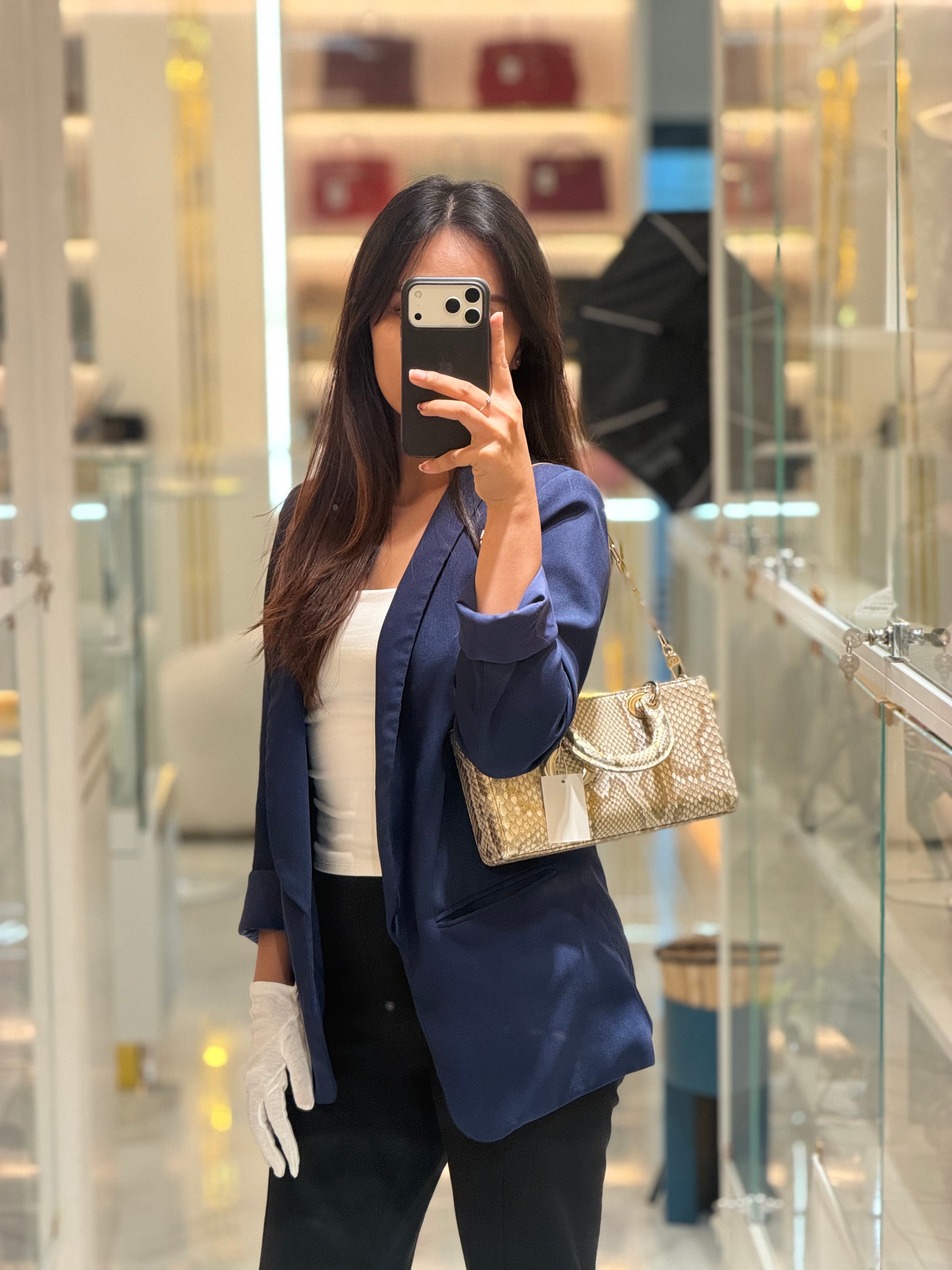 Lady D-Joy Medium in Gold Python Leather & Light Gold Hardware | Purse Maison Luxury Bags Shop