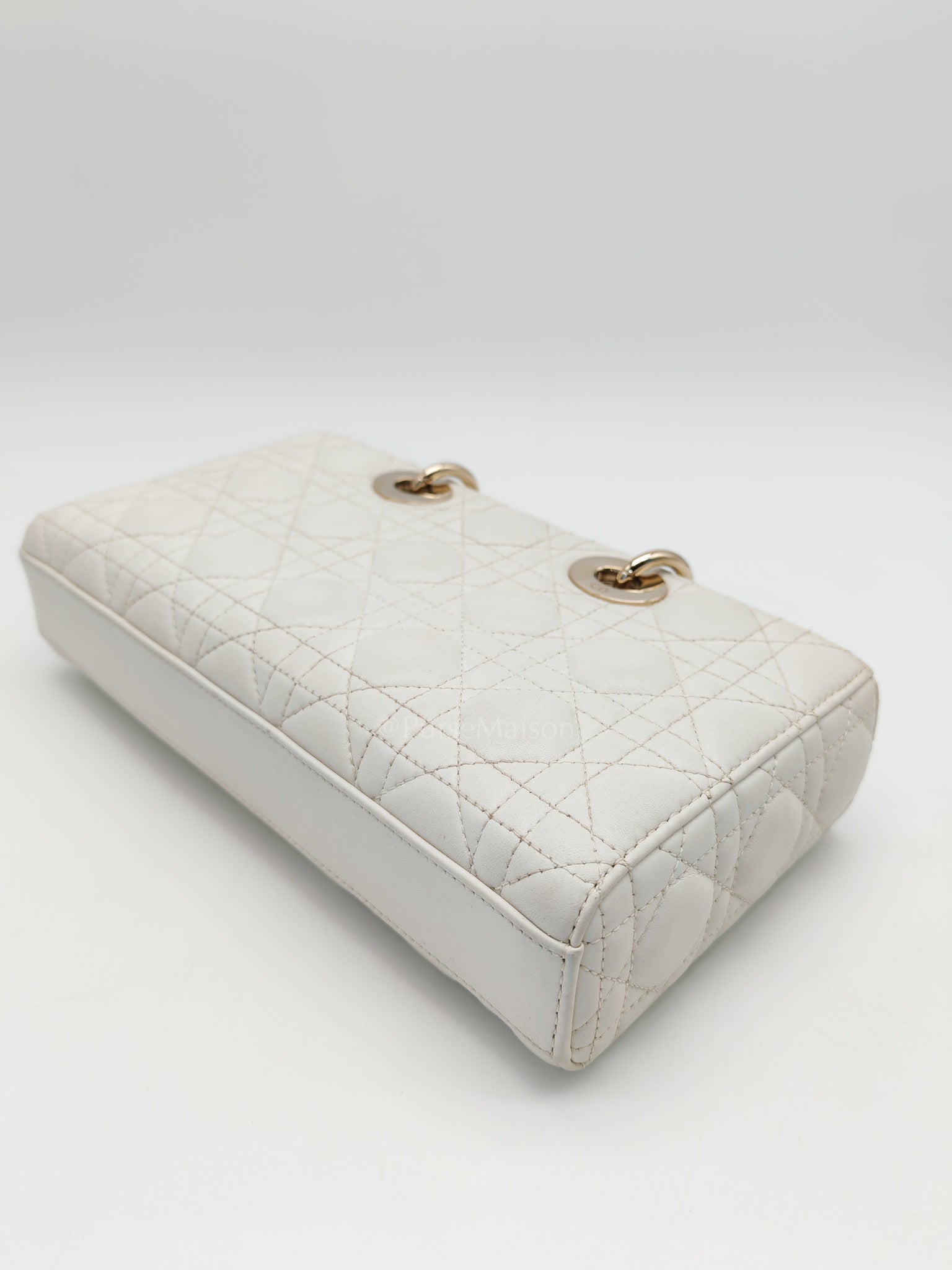 Lady D-Joy Medium Off-White Cannage Lambskin Leather in Light Gold Hardware | Purse Maison Luxury Bags Shop