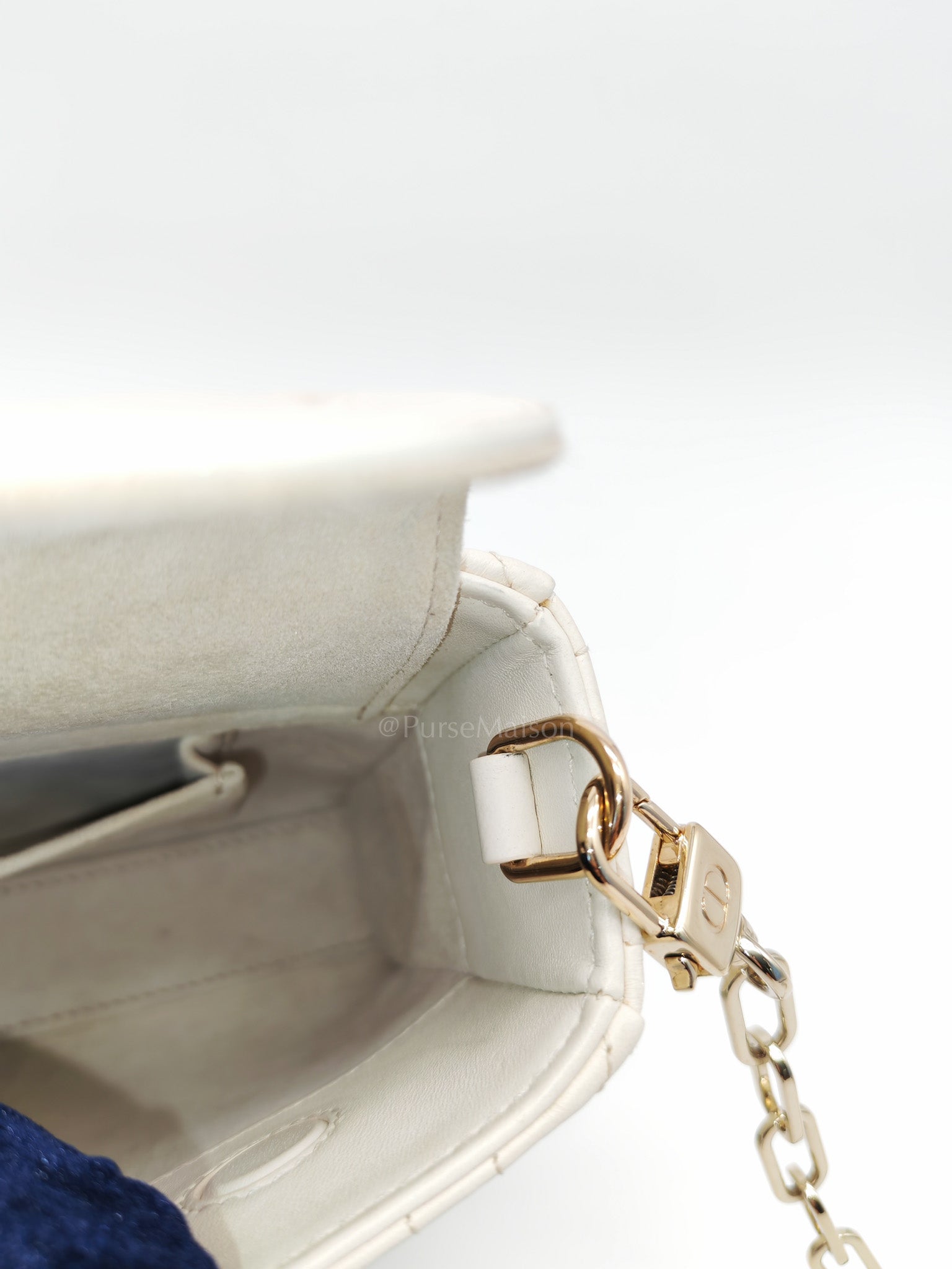 Lady D-Joy Medium Off-White Cannage Lambskin Leather in Light Gold Hardware | Purse Maison Luxury Bags Shop