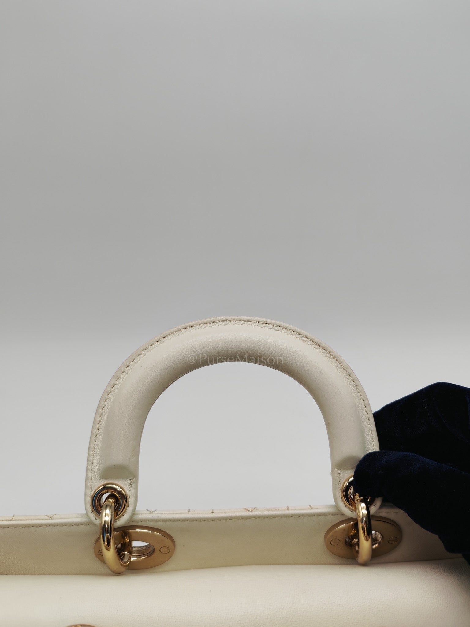 Lady D-Joy Medium Off-White Cannage Lambskin Leather in Light Gold Hardware | Purse Maison Luxury Bags Shop