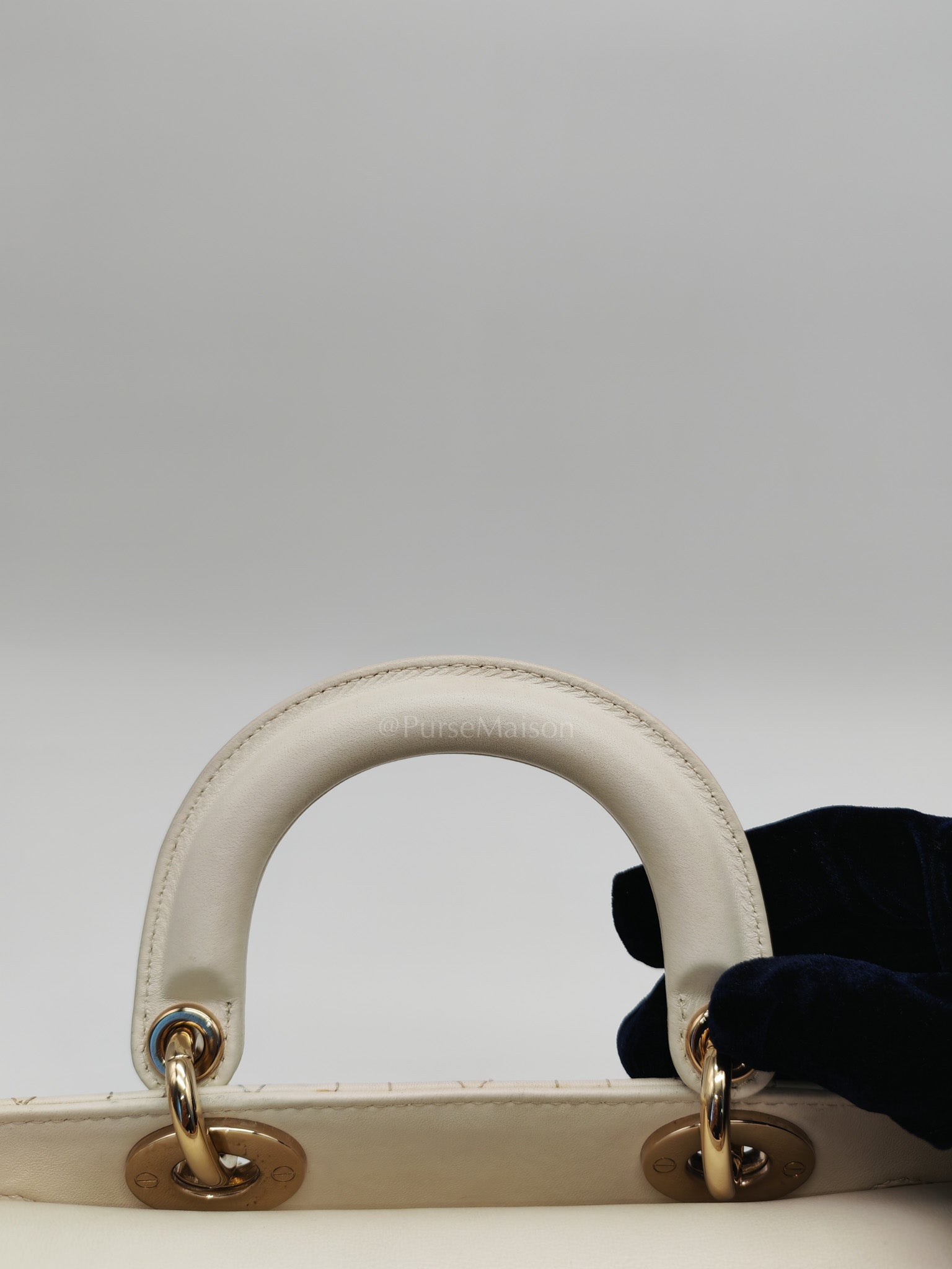 Lady D-Joy Medium Off-White Cannage Lambskin Leather in Light Gold Hardware | Purse Maison Luxury Bags Shop
