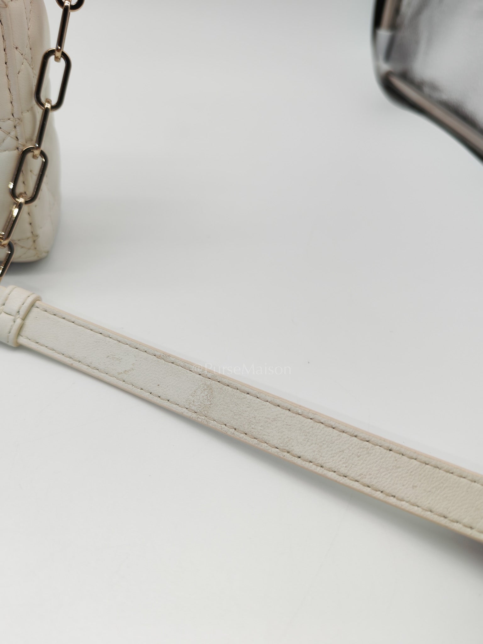 Lady D-Joy Medium Off-White Cannage Lambskin Leather in Light Gold Hardware | Purse Maison Luxury Bags Shop