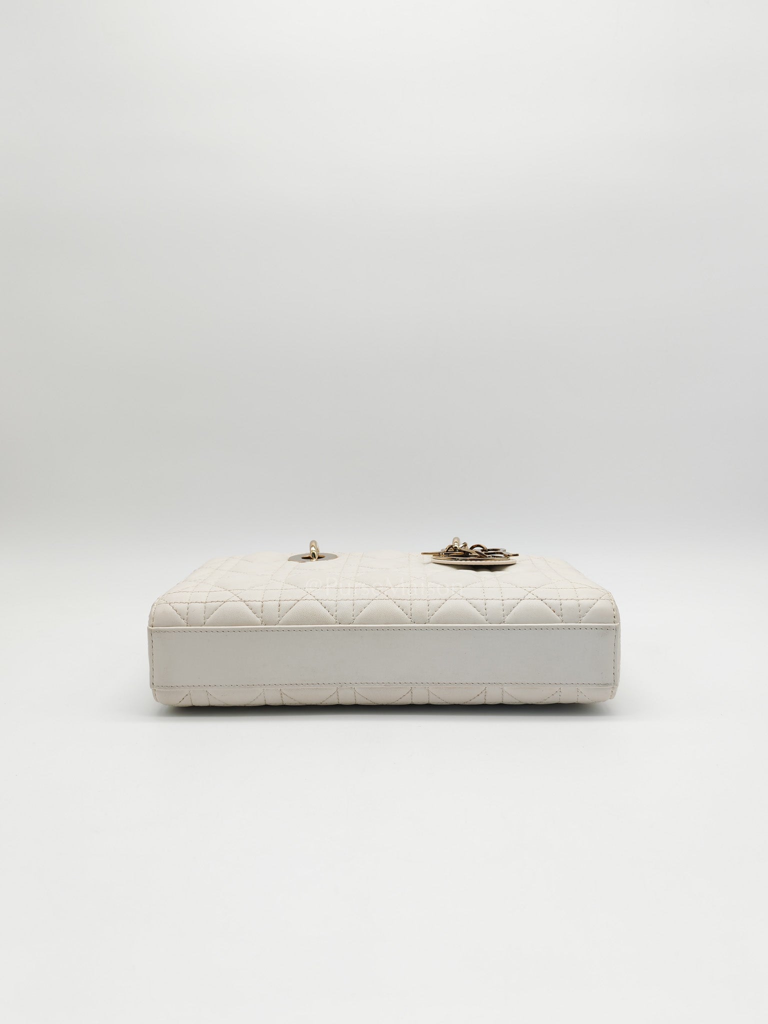 Lady D-Joy Medium Off-White Cannage Lambskin Leather in Light Gold Hardware | Purse Maison Luxury Bags Shop