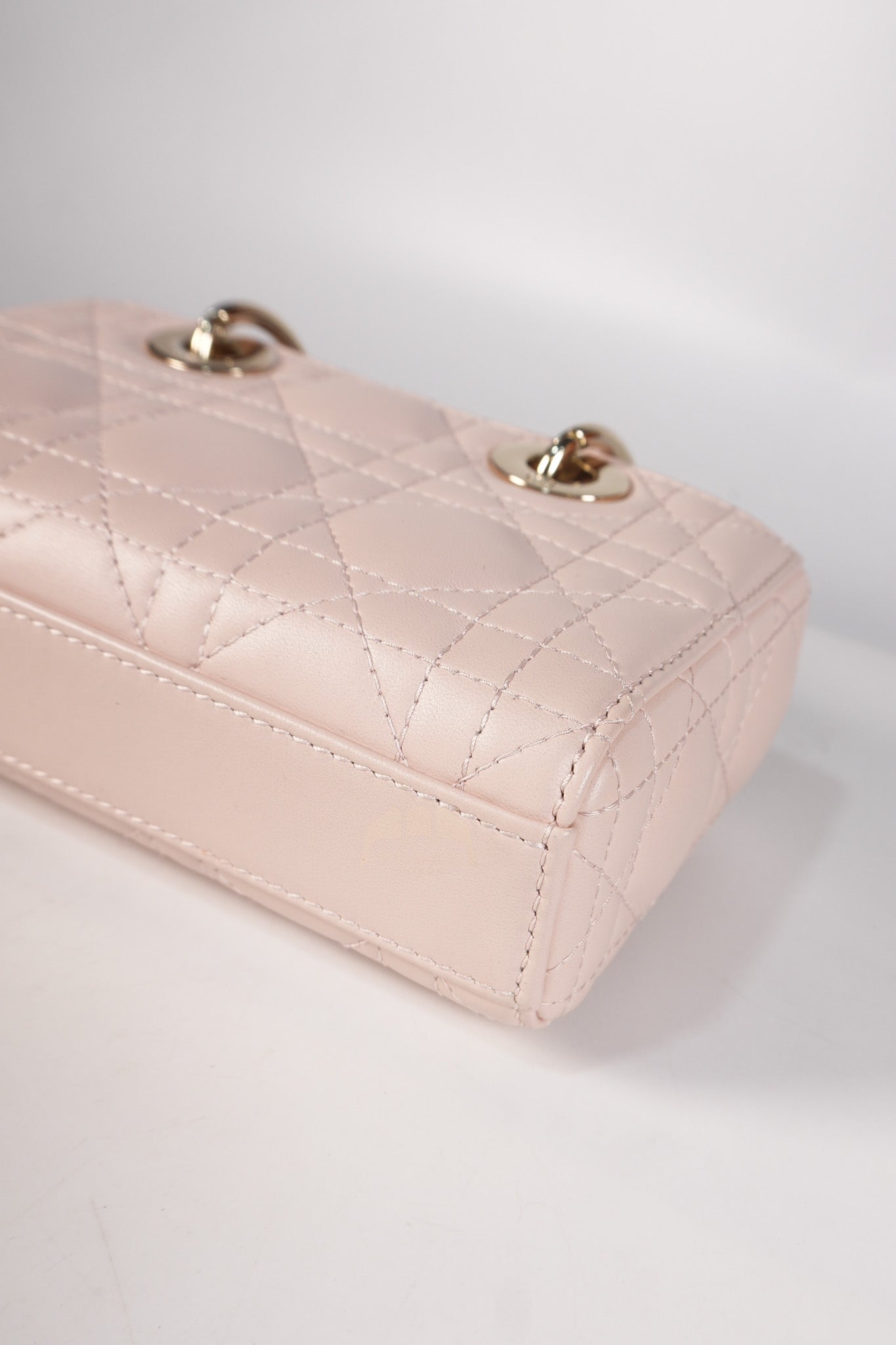 Lady D-joy Micro in Rose Poudre Cannage Lambskin Leather Light Gold hardware | Purse Maison Luxury Bags Shop
