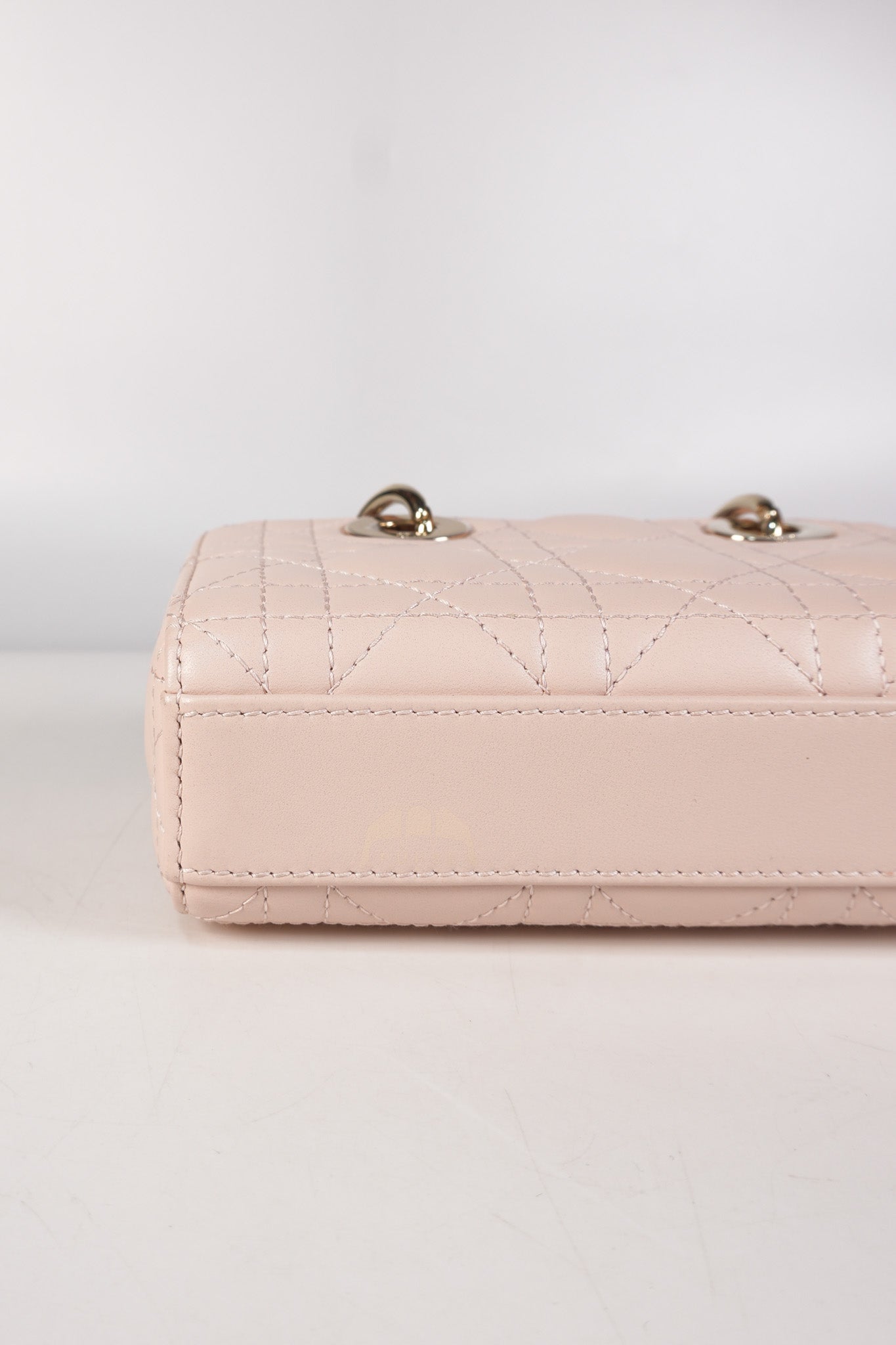 Lady D-joy Micro in Rose Poudre Cannage Lambskin Leather Light Gold hardware | Purse Maison Luxury Bags Shop