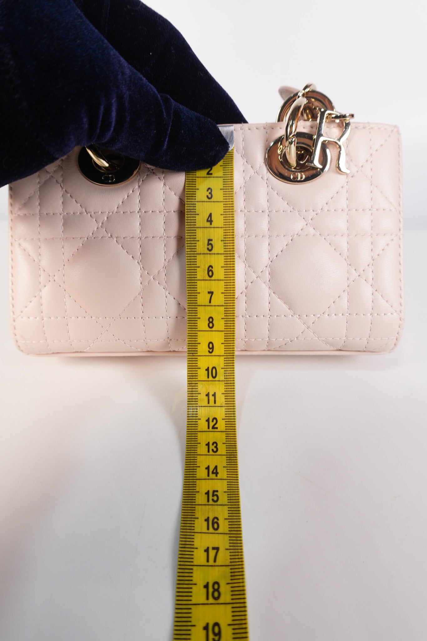 Lady D-joy Micro in Rose Poudre Cannage Lambskin Leather Light Gold hardware | Purse Maison Luxury Bags Shop