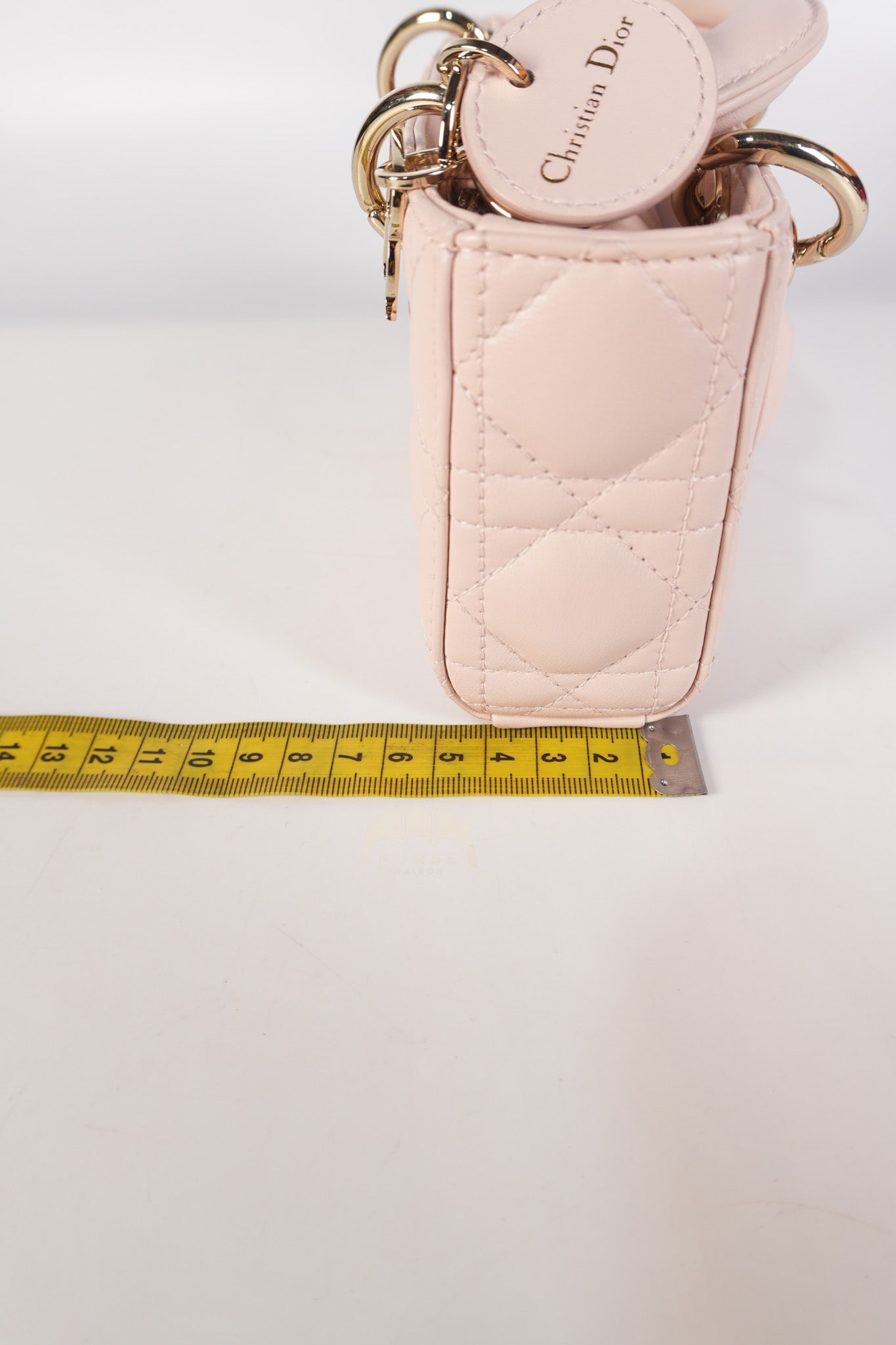 Lady D-joy Micro in Rose Poudre Cannage Lambskin Leather Light Gold hardware | Purse Maison Luxury Bags Shop