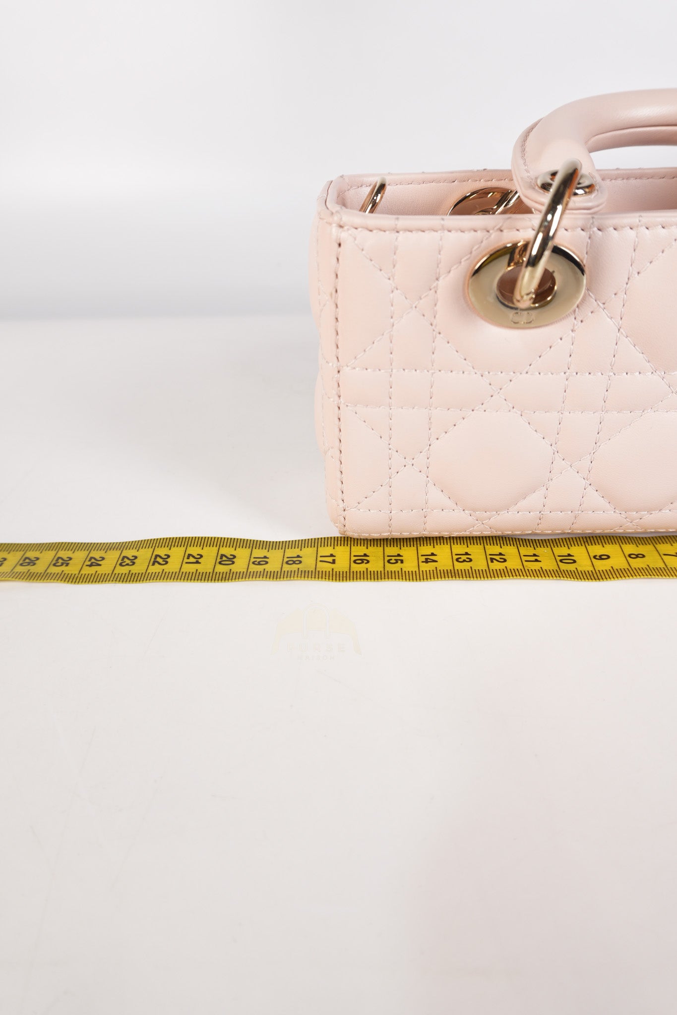 Lady D-joy Micro in Rose Poudre Cannage Lambskin Leather Light Gold hardware | Purse Maison Luxury Bags Shop