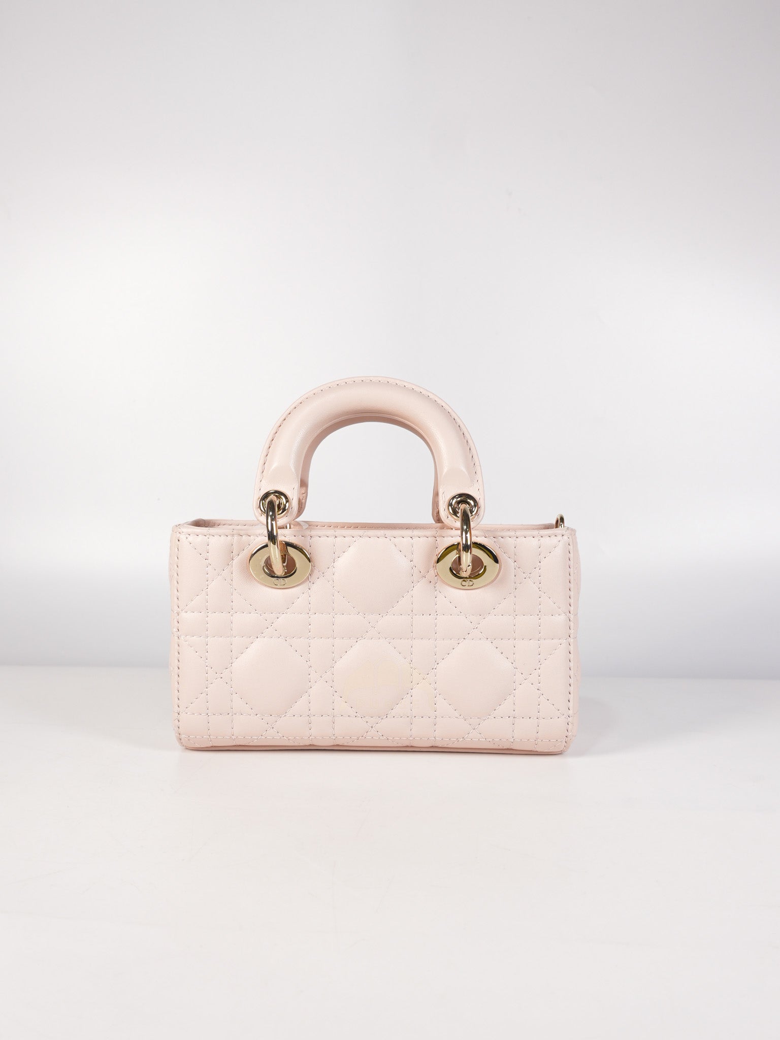 Lady D-joy Micro in Rose Poudre Cannage Lambskin Leather Light Gold hardware | Purse Maison Luxury Bags Shop