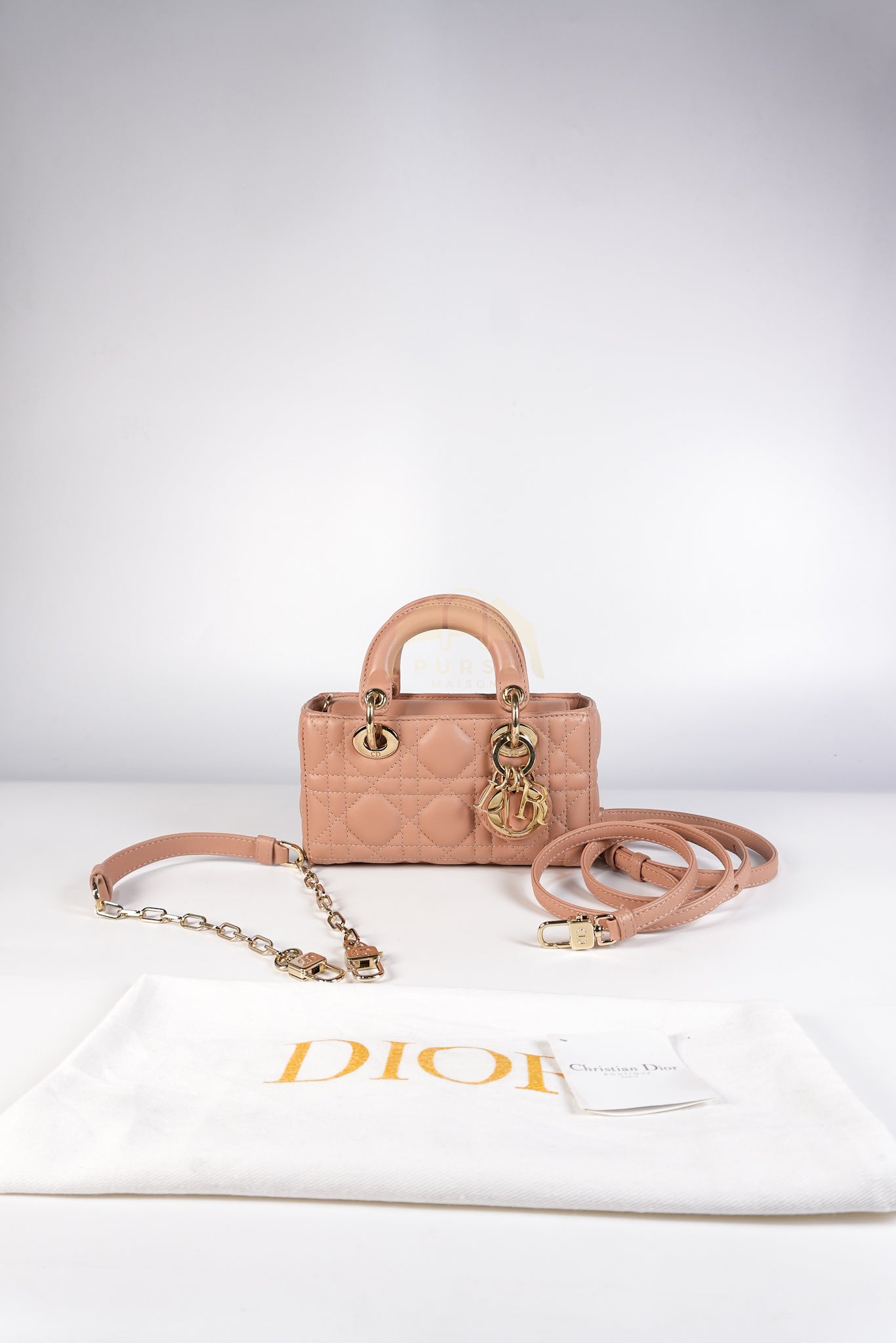 Lady D-Joy Micro Rose De Vents Light Gold Hardware | Purse Maison Luxury Bags Shop