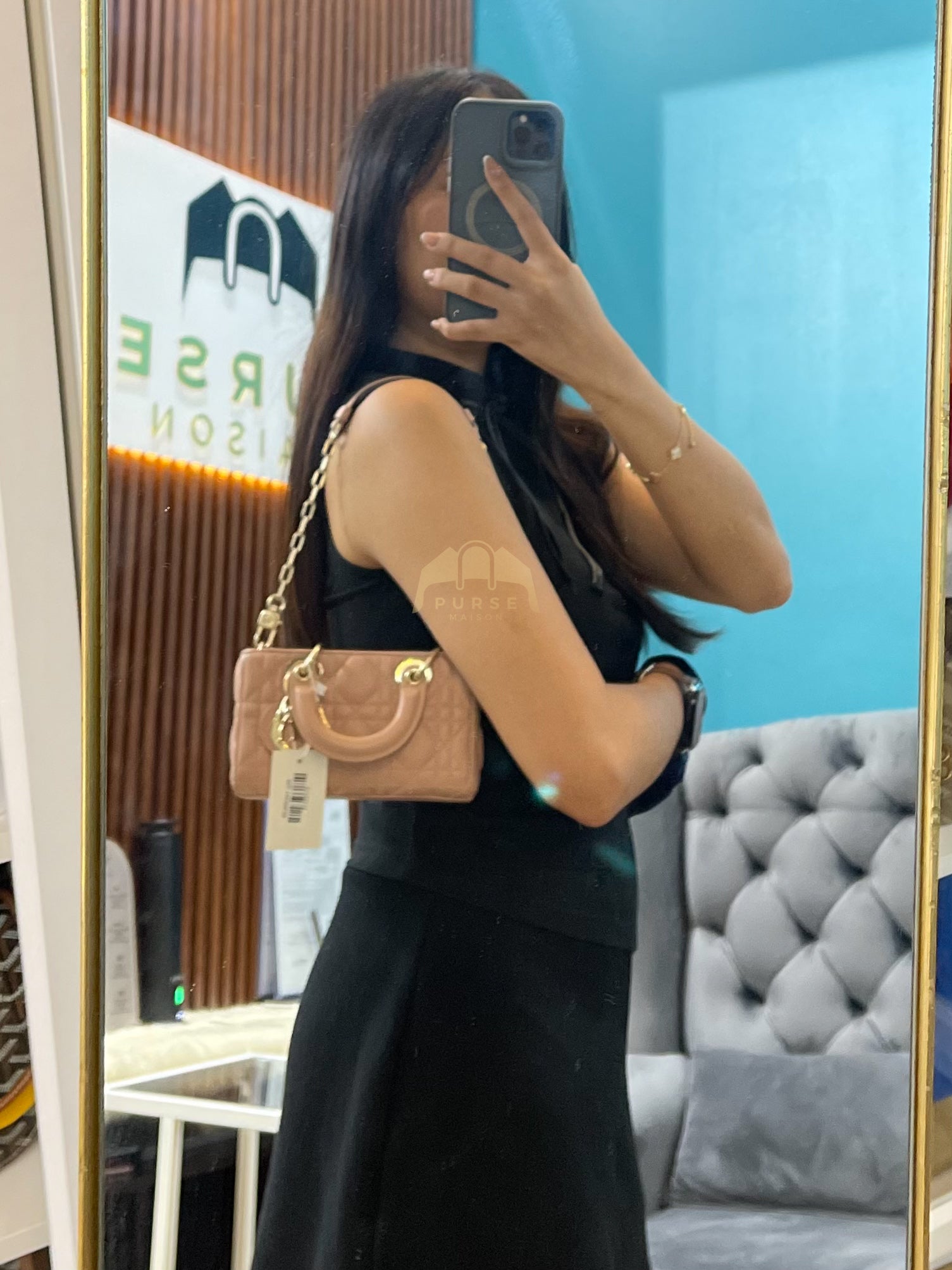 Lady D-Joy Micro Rose De Vents Light Gold Hardware | Purse Maison Luxury Bags Shop