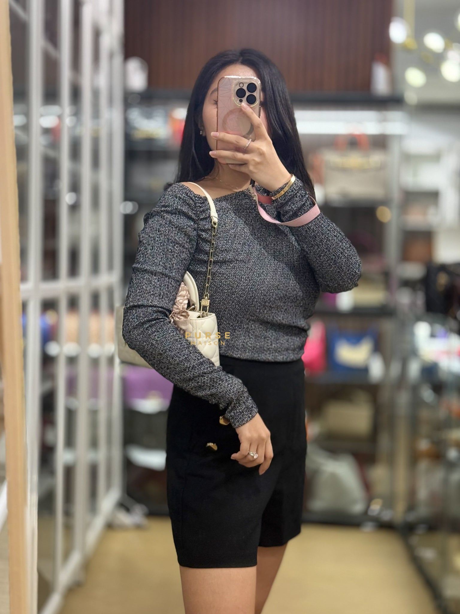 Lady D-Joy Small in Latte Dior Lambskin Leather | Purse Maison Luxury Bags Shop
