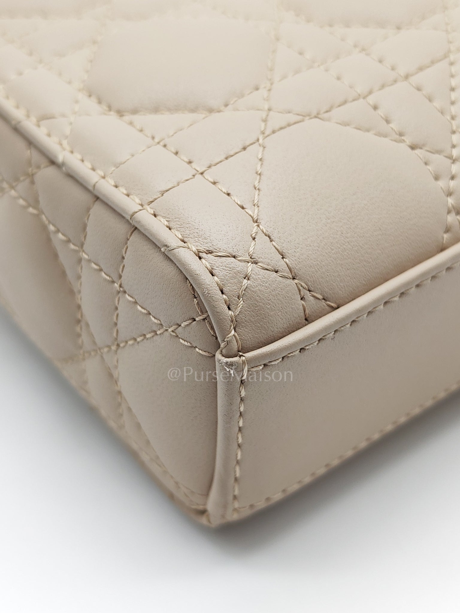 Lady D-Joy Small in Powder Beige Lambskin Leather Shoulder Bag | Purse Maison Luxury Bags Shop