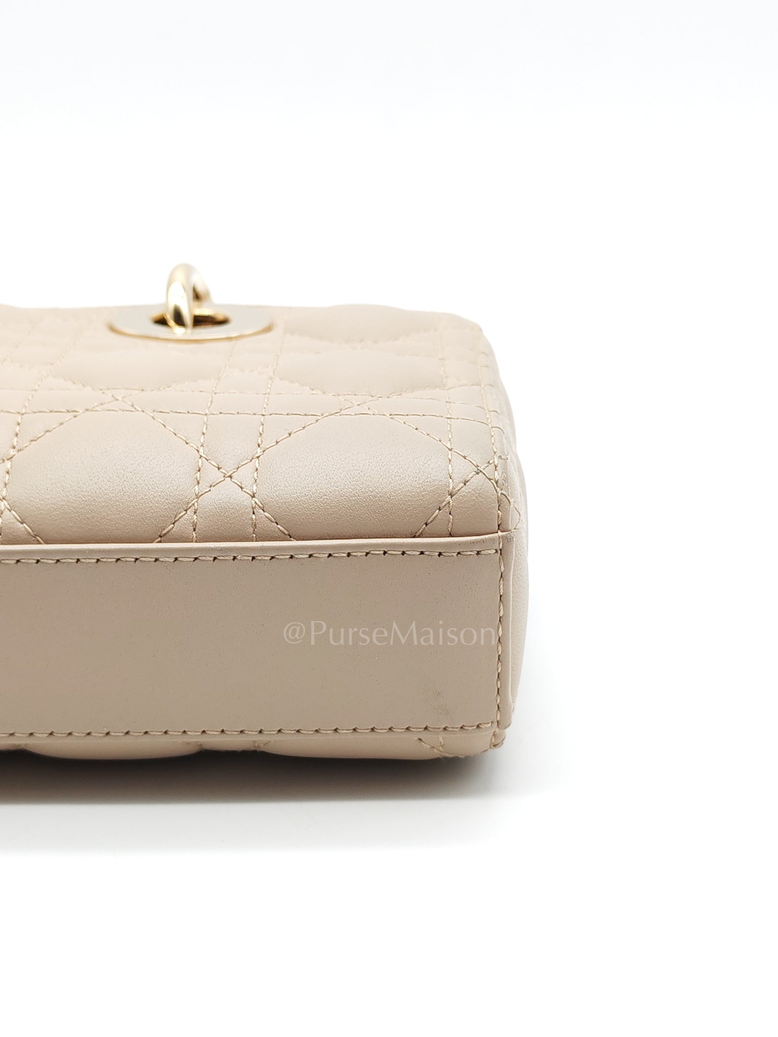 Lady D-Joy Small in Powder Beige Lambskin Leather Shoulder Bag | Purse Maison Luxury Bags Shop