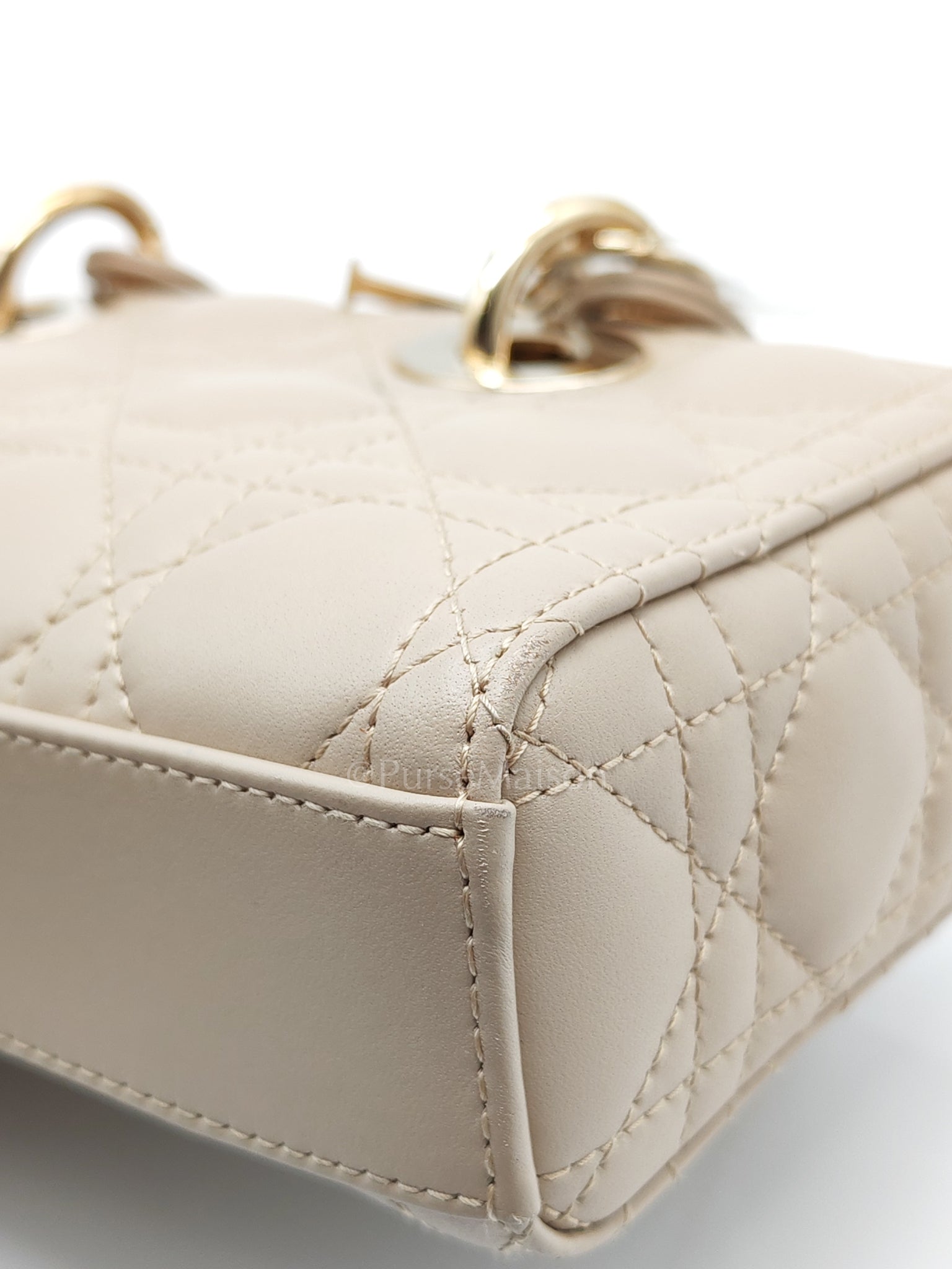 Lady D-Joy Small in Powder Beige Lambskin Leather Shoulder Bag | Purse Maison Luxury Bags Shop