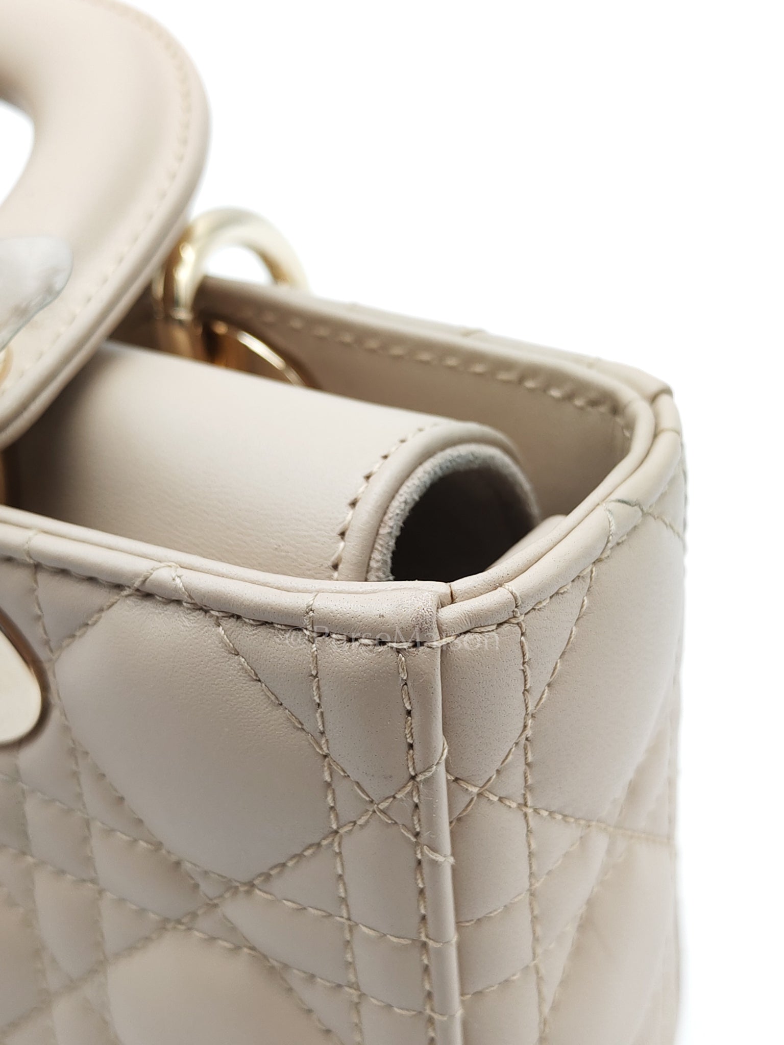 Lady D-Joy Small in Powder Beige Lambskin Leather Shoulder Bag | Purse Maison Luxury Bags Shop
