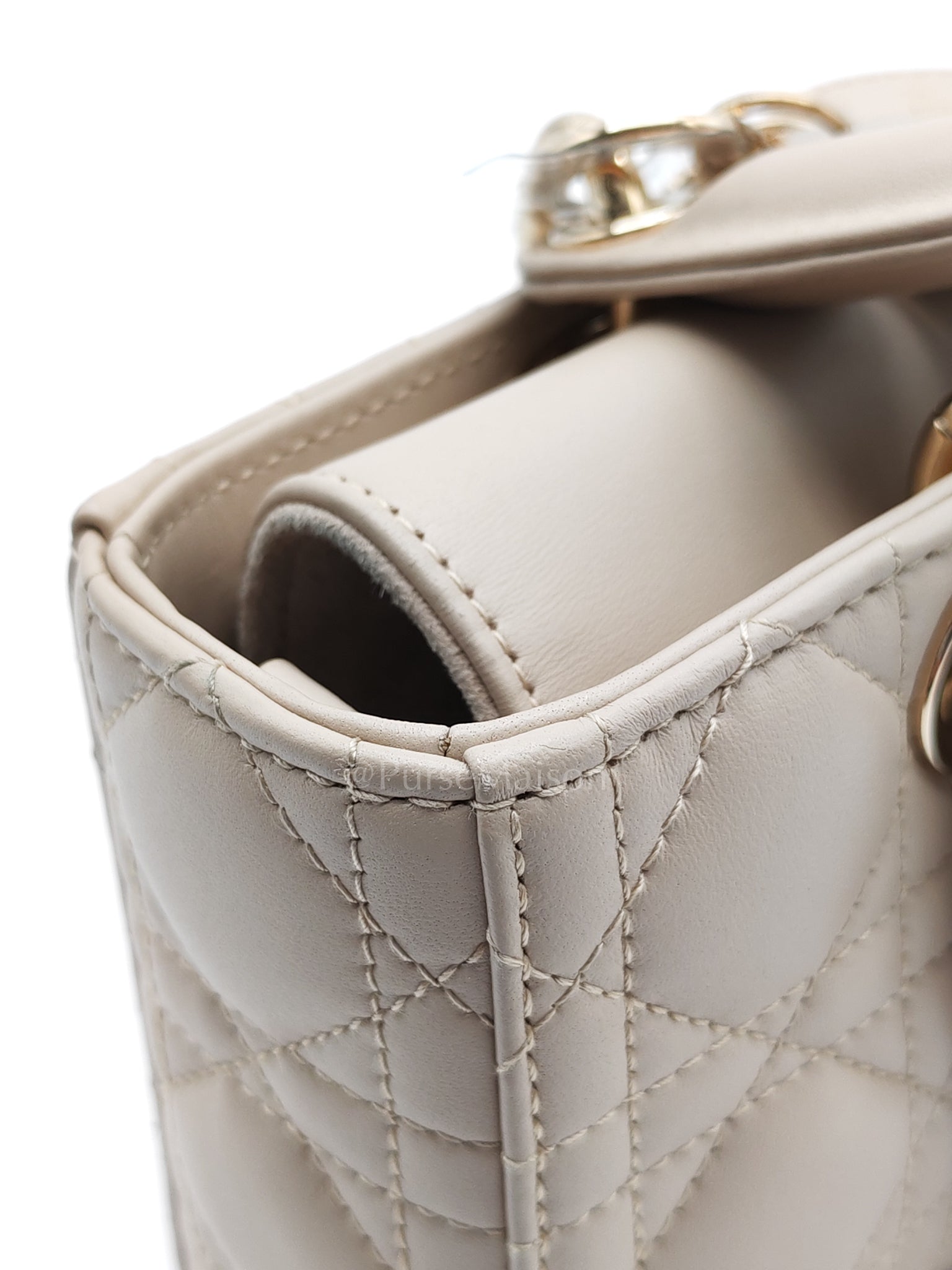 Lady D-Joy Small in Powder Beige Lambskin Leather Shoulder Bag | Purse Maison Luxury Bags Shop