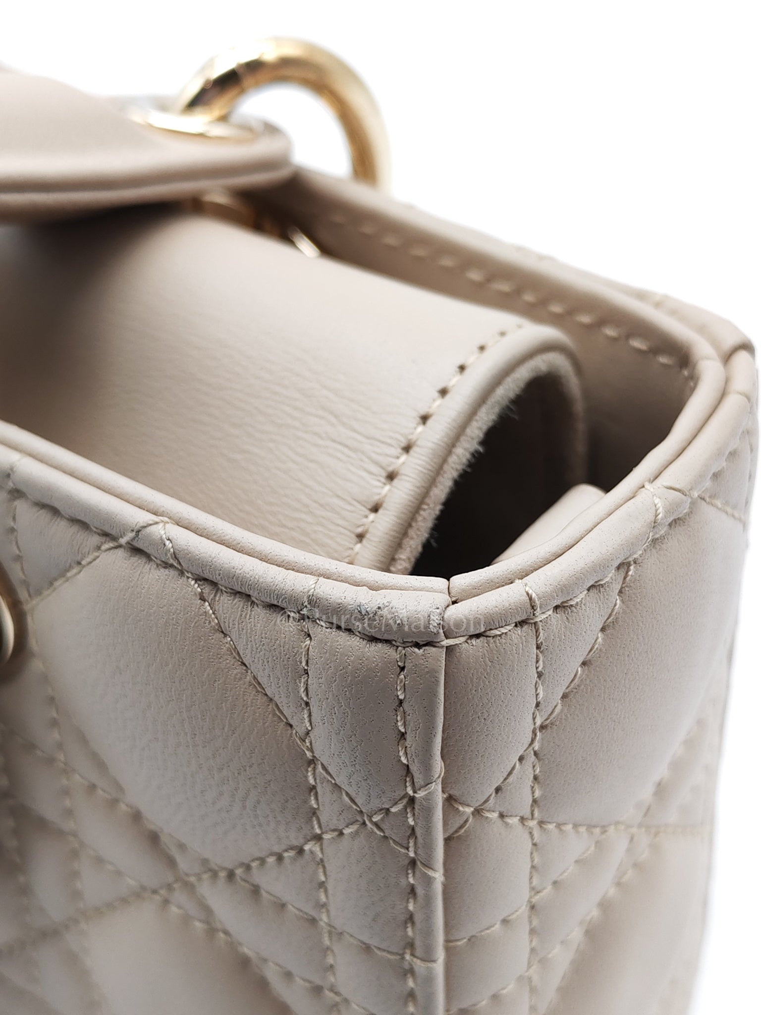 Lady D-Joy Small in Powder Beige Lambskin Leather Shoulder Bag | Purse Maison Luxury Bags Shop