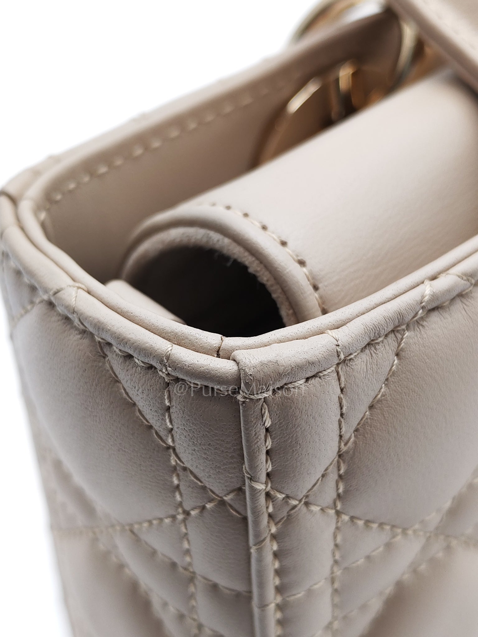 Lady D-Joy Small in Powder Beige Lambskin Leather Shoulder Bag | Purse Maison Luxury Bags Shop