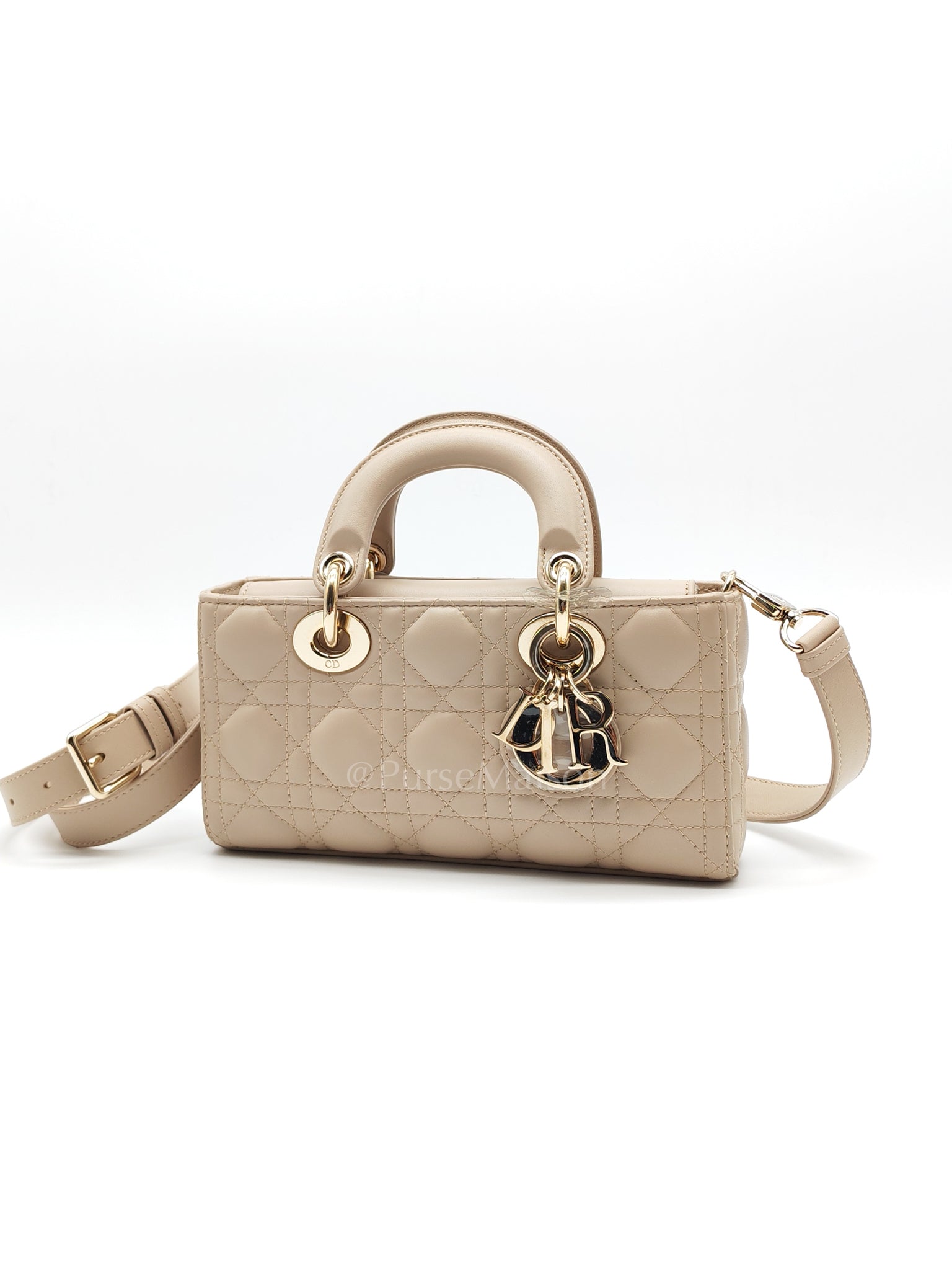 Lady D-Joy Small in Powder Beige Lambskin Leather Shoulder Bag | Purse Maison Luxury Bags Shop