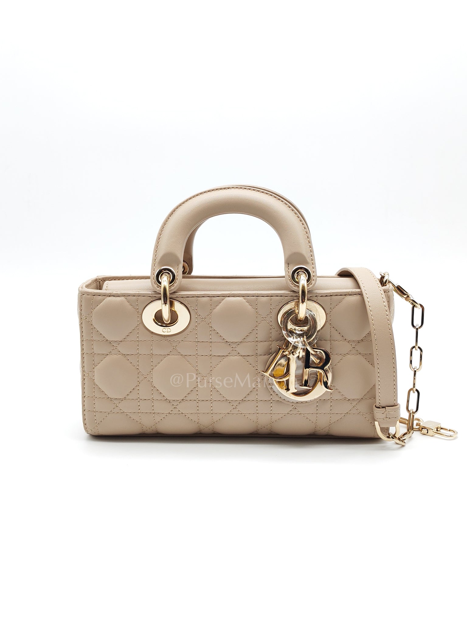 Lady D-Joy Small in Powder Beige Lambskin Leather Shoulder Bag | Purse Maison Luxury Bags Shop