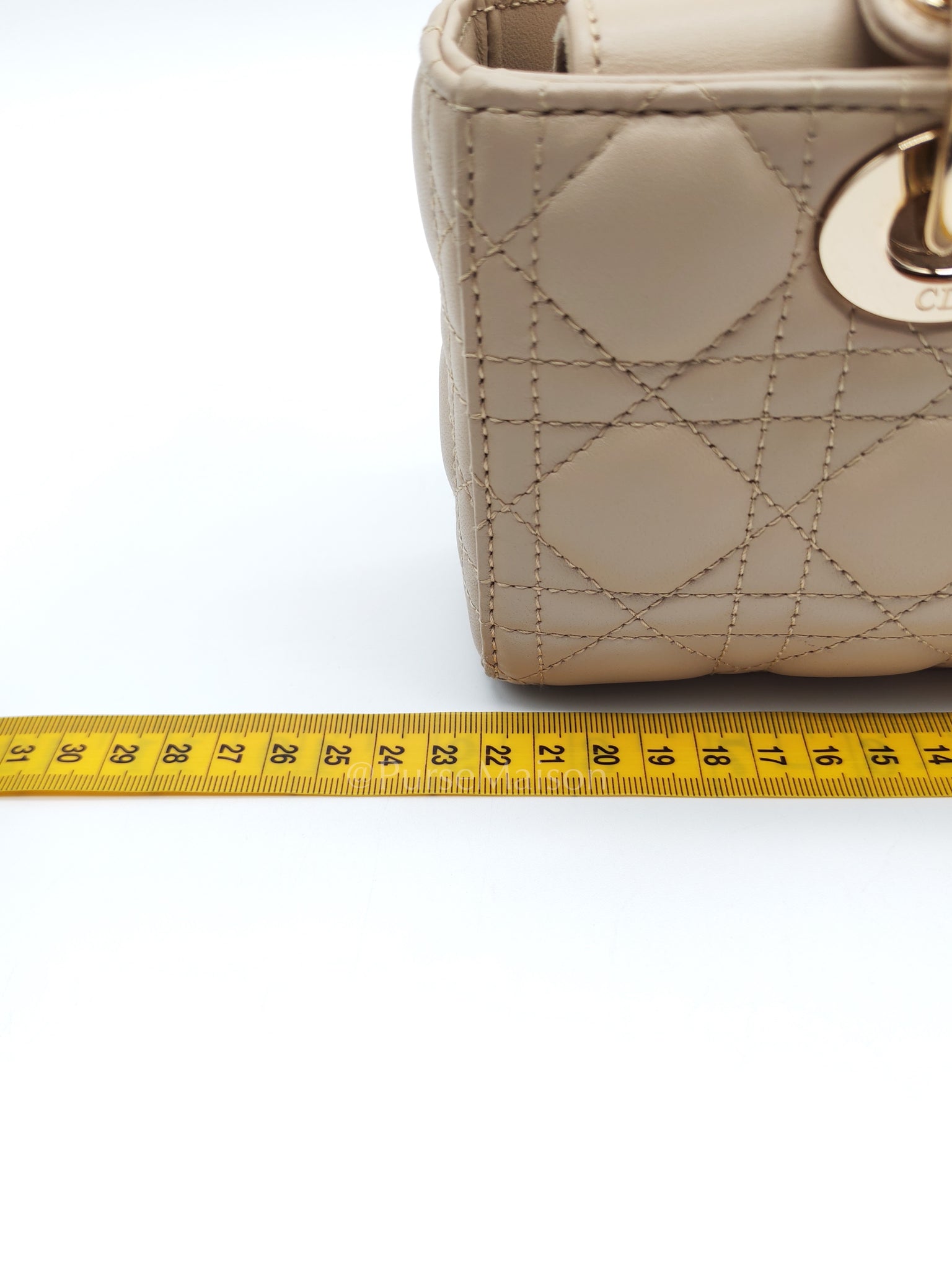 Lady D-Joy Small in Powder Beige Lambskin Leather Shoulder Bag | Purse Maison Luxury Bags Shop