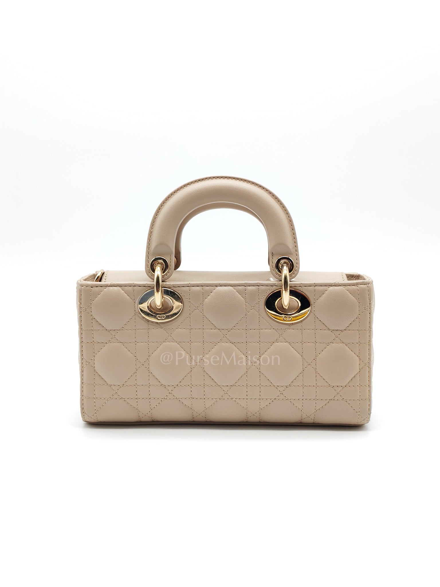 Lady D-Joy Small in Powder Beige Lambskin Leather Shoulder Bag | Purse Maison Luxury Bags Shop
