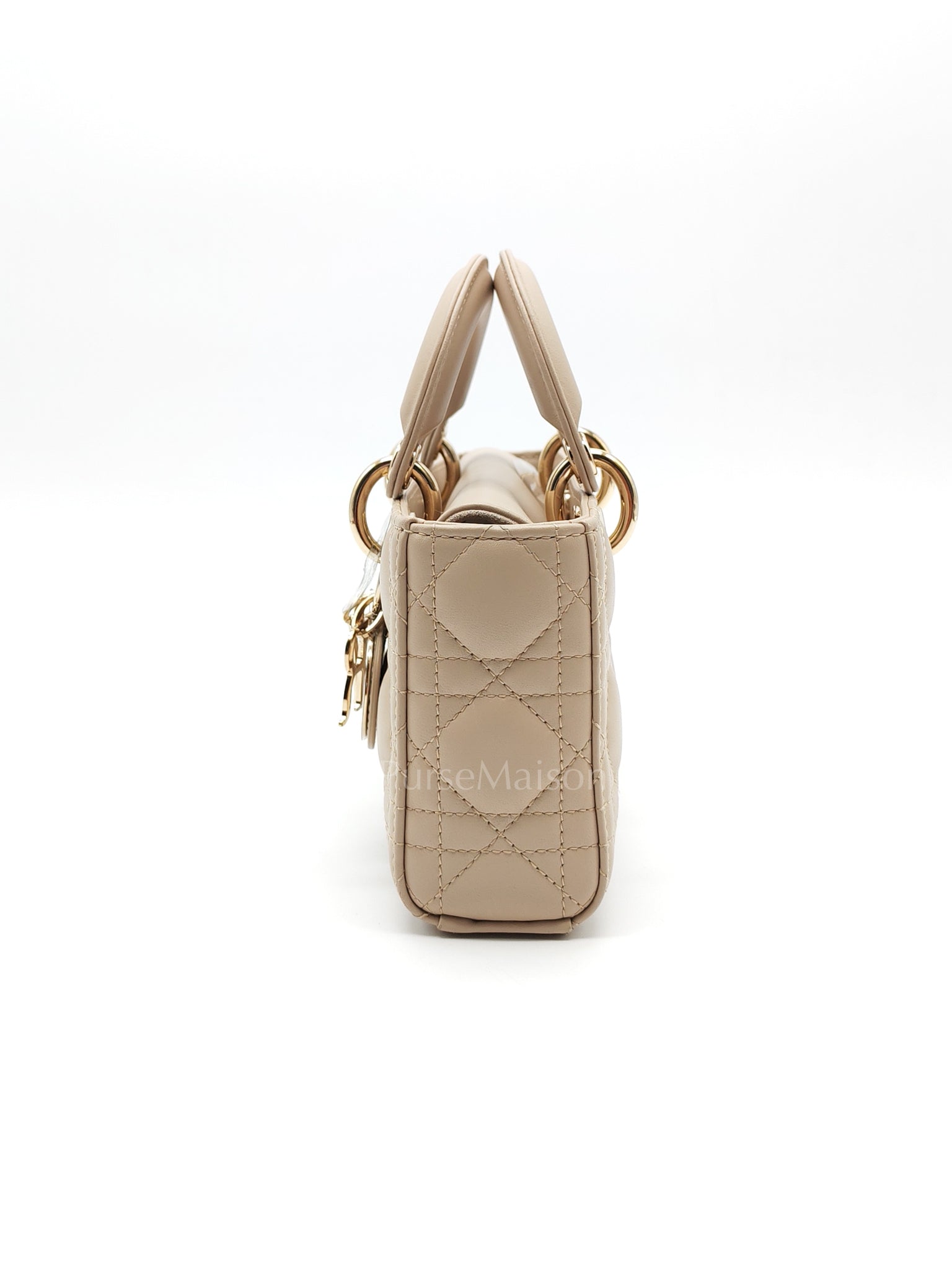 Lady D-Joy Small in Powder Beige Lambskin Leather Shoulder Bag | Purse Maison Luxury Bags Shop