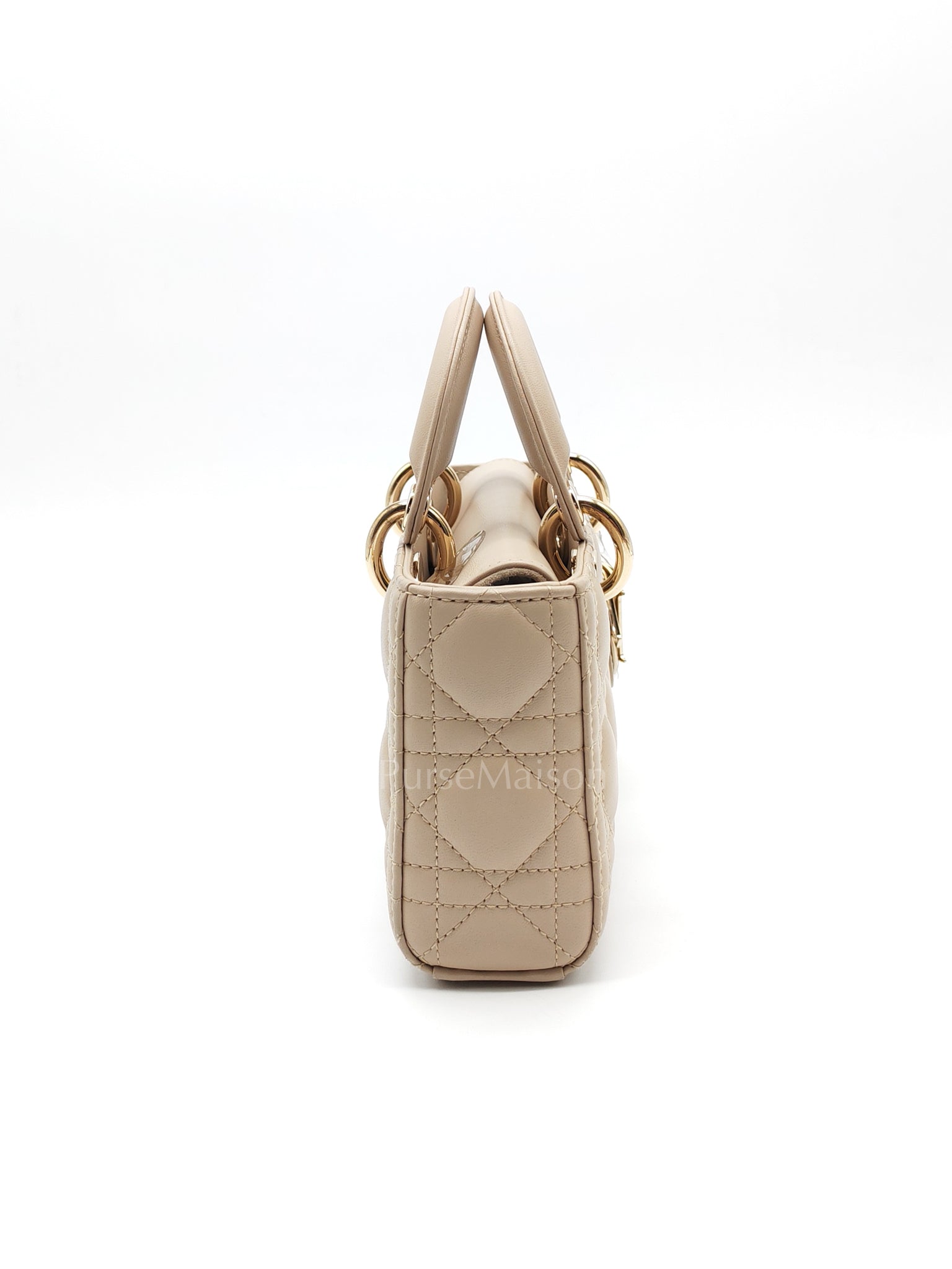 Lady D-Joy Small in Powder Beige Lambskin Leather Shoulder Bag | Purse Maison Luxury Bags Shop