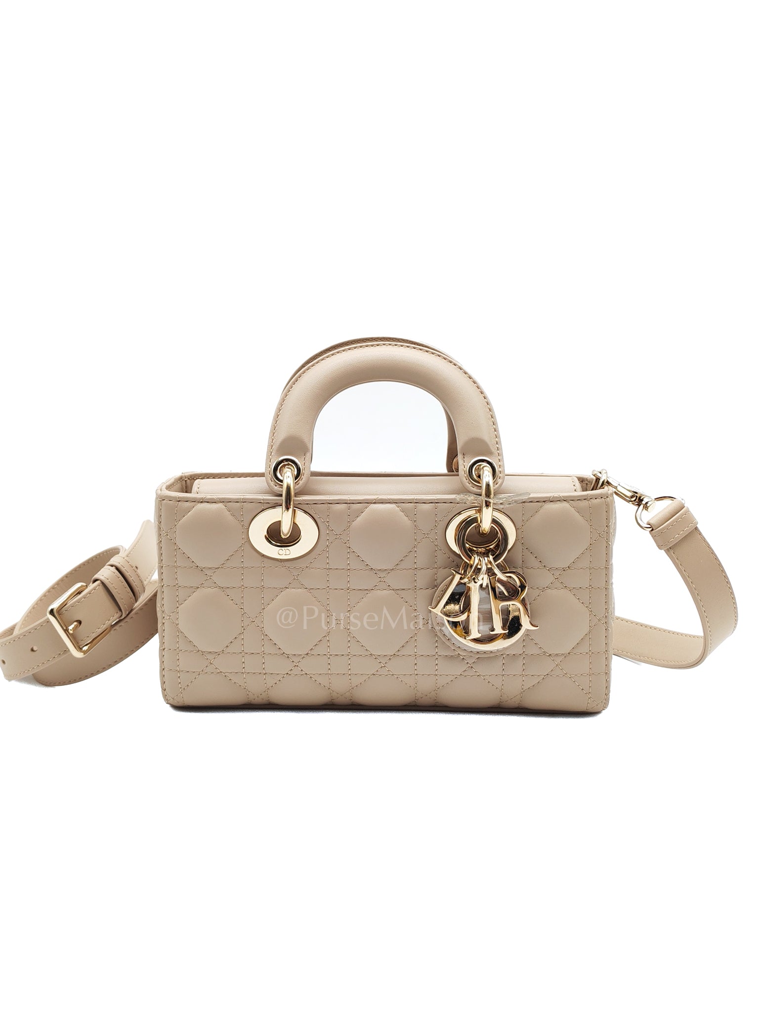 Lady D-Joy Small in Powder Beige Lambskin Leather Shoulder Bag | Purse Maison Luxury Bags Shop
