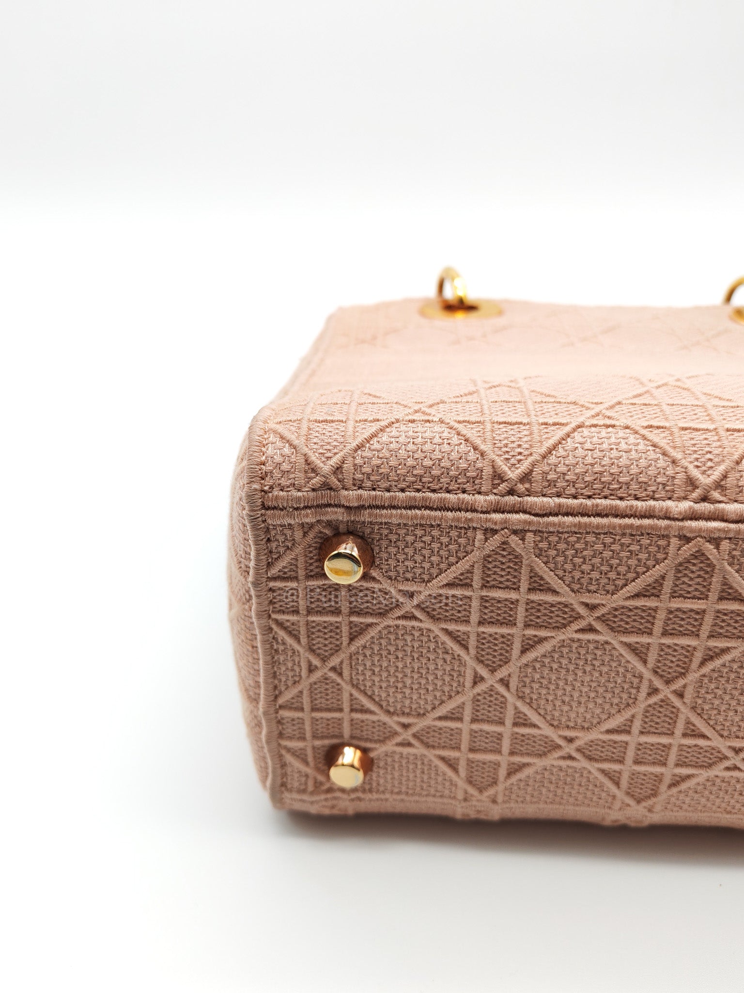 Lady D-Lite Medium in Blush Rose Canvas and Rose Gold Hardware Shoulder Bag | Purse Maison Luxury Bags Shop