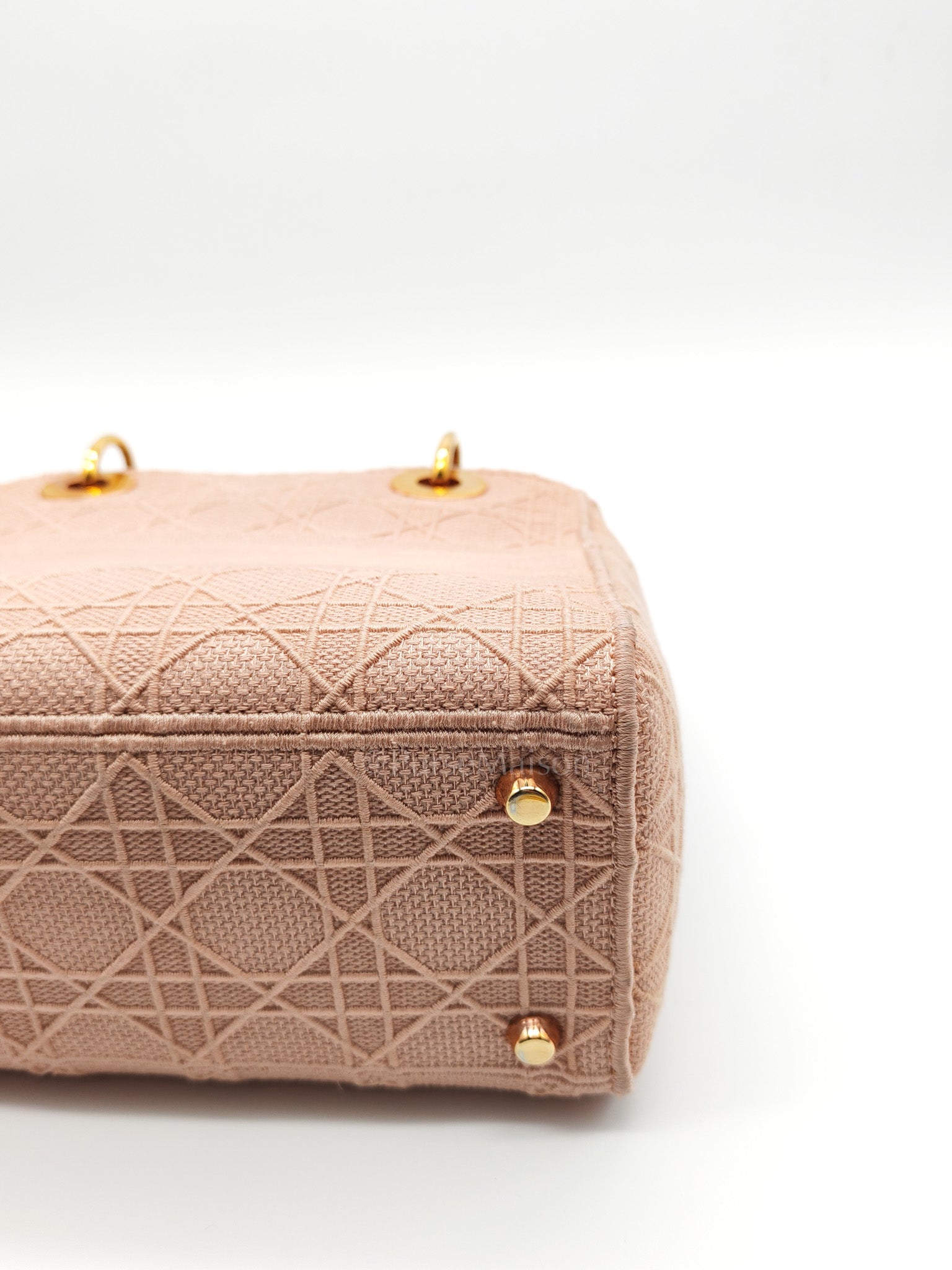 Lady D-Lite Medium in Blush Rose Canvas and Rose Gold Hardware Shoulder Bag | Purse Maison Luxury Bags Shop