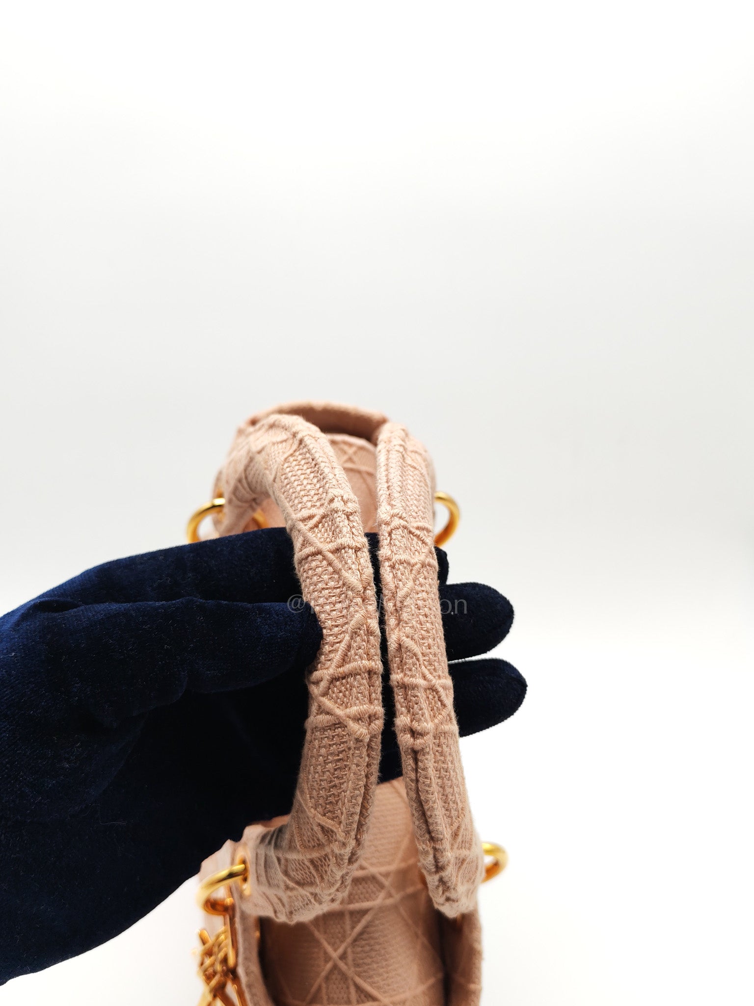 Lady D-Lite Medium in Blush Rose Canvas and Rose Gold Hardware Shoulder Bag | Purse Maison Luxury Bags Shop