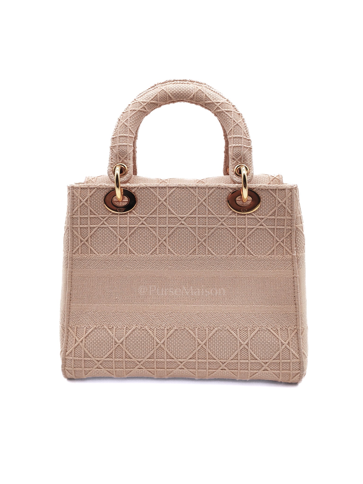 Lady D-Lite Medium in Blush Rose Canvas and Rose Gold Hardware Shoulder Bag | Purse Maison Luxury Bags Shop