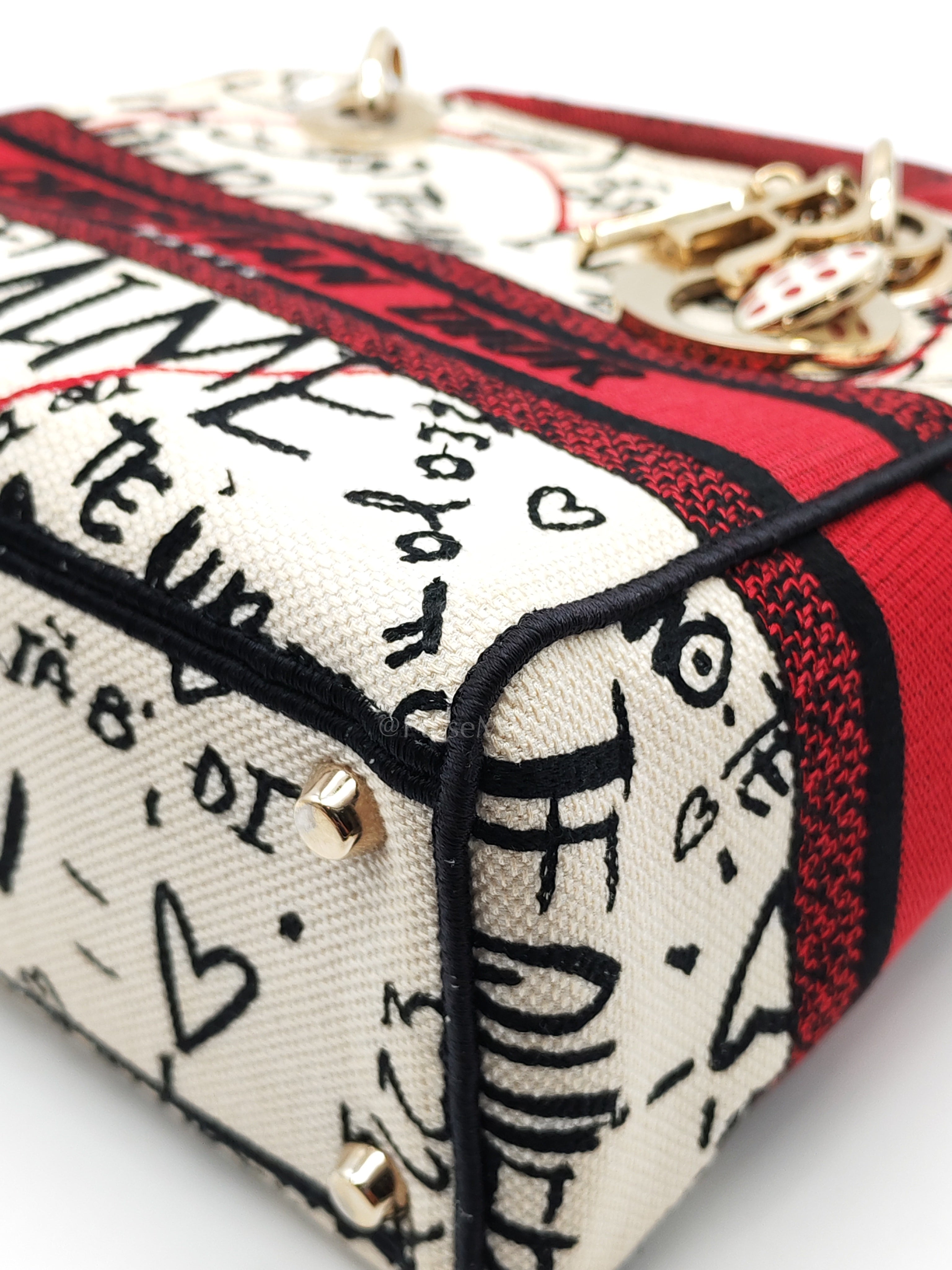 Lady D-Lite Medium in Latte Multicolor Dioramour Graffiti Embroidery & Light Gold Hardware | Purse Maison Luxury Bags Shop