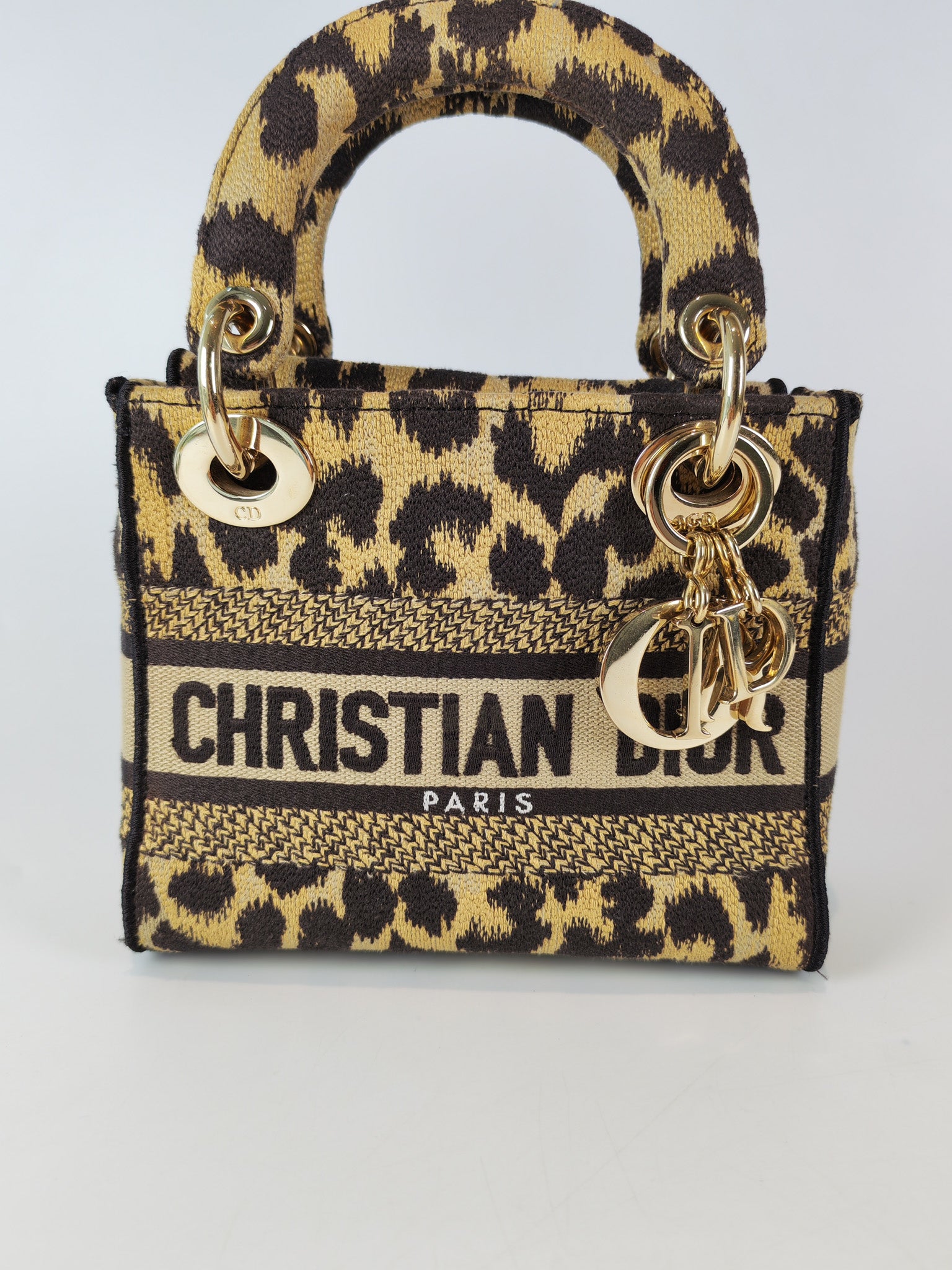 Lady D-lite Mini in Mizza Leopard Embroidered Canvas | Purse Maison Luxury Bags Shop