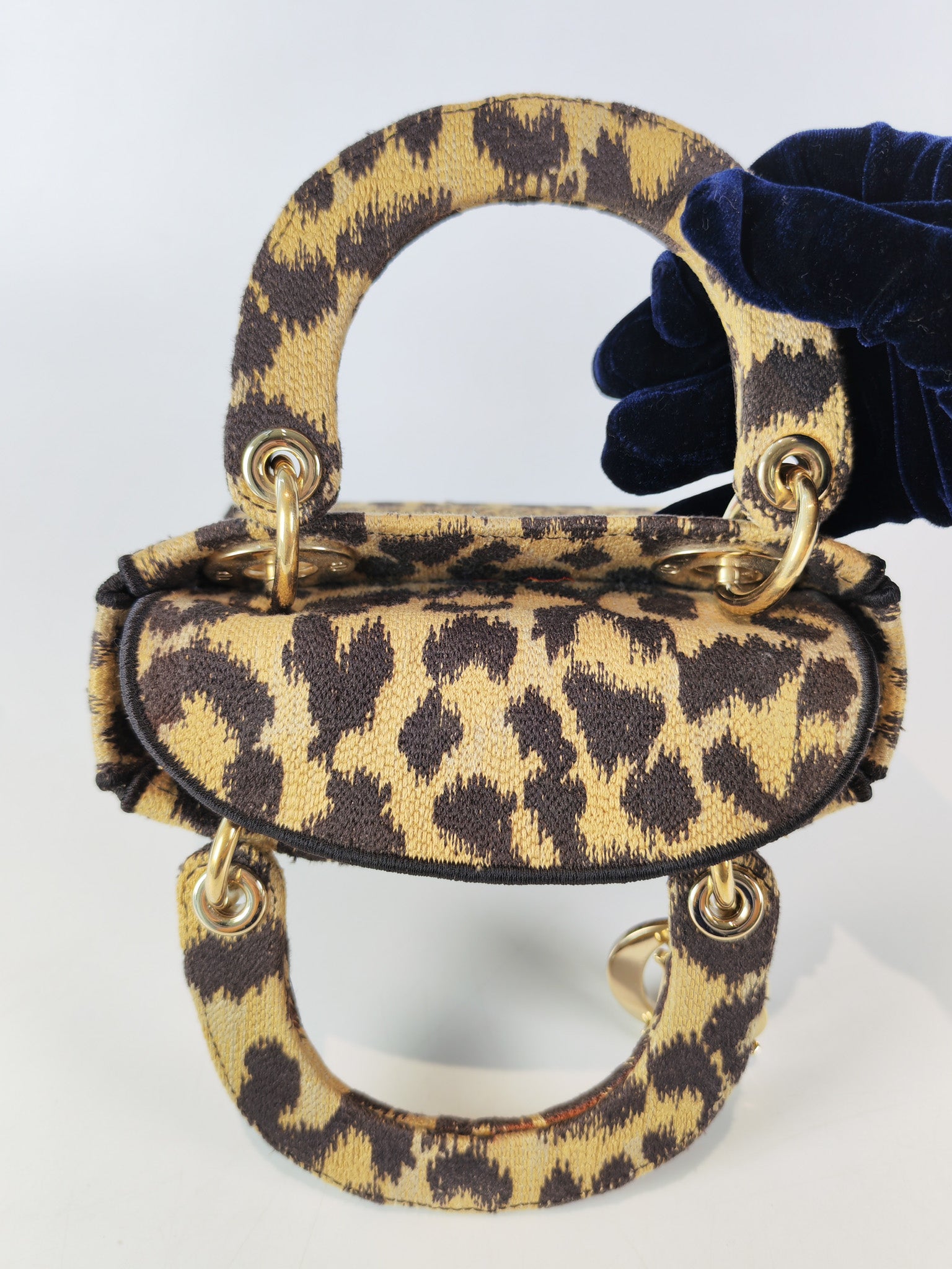 Lady D-lite Mini in Mizza Leopard Embroidered Canvas | Purse Maison Luxury Bags Shop