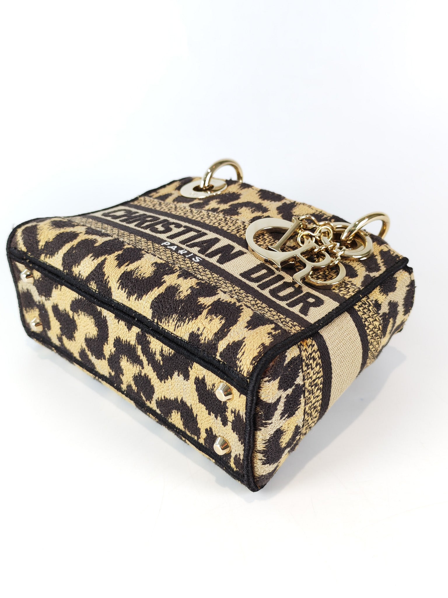 Lady D-lite Mini in Mizza Leopard Embroidered Canvas | Purse Maison Luxury Bags Shop