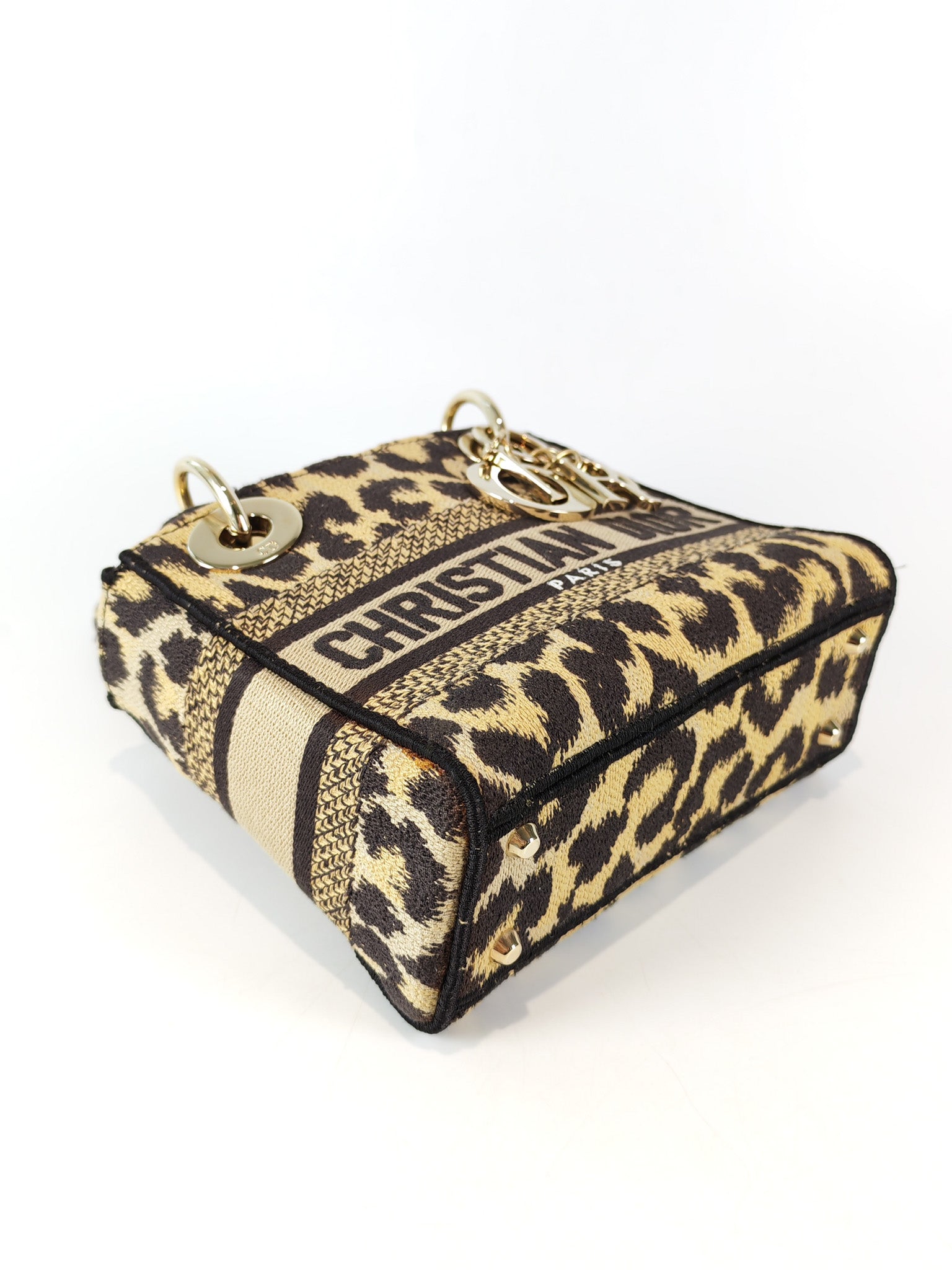 Lady D-lite Mini in Mizza Leopard Embroidered Canvas | Purse Maison Luxury Bags Shop