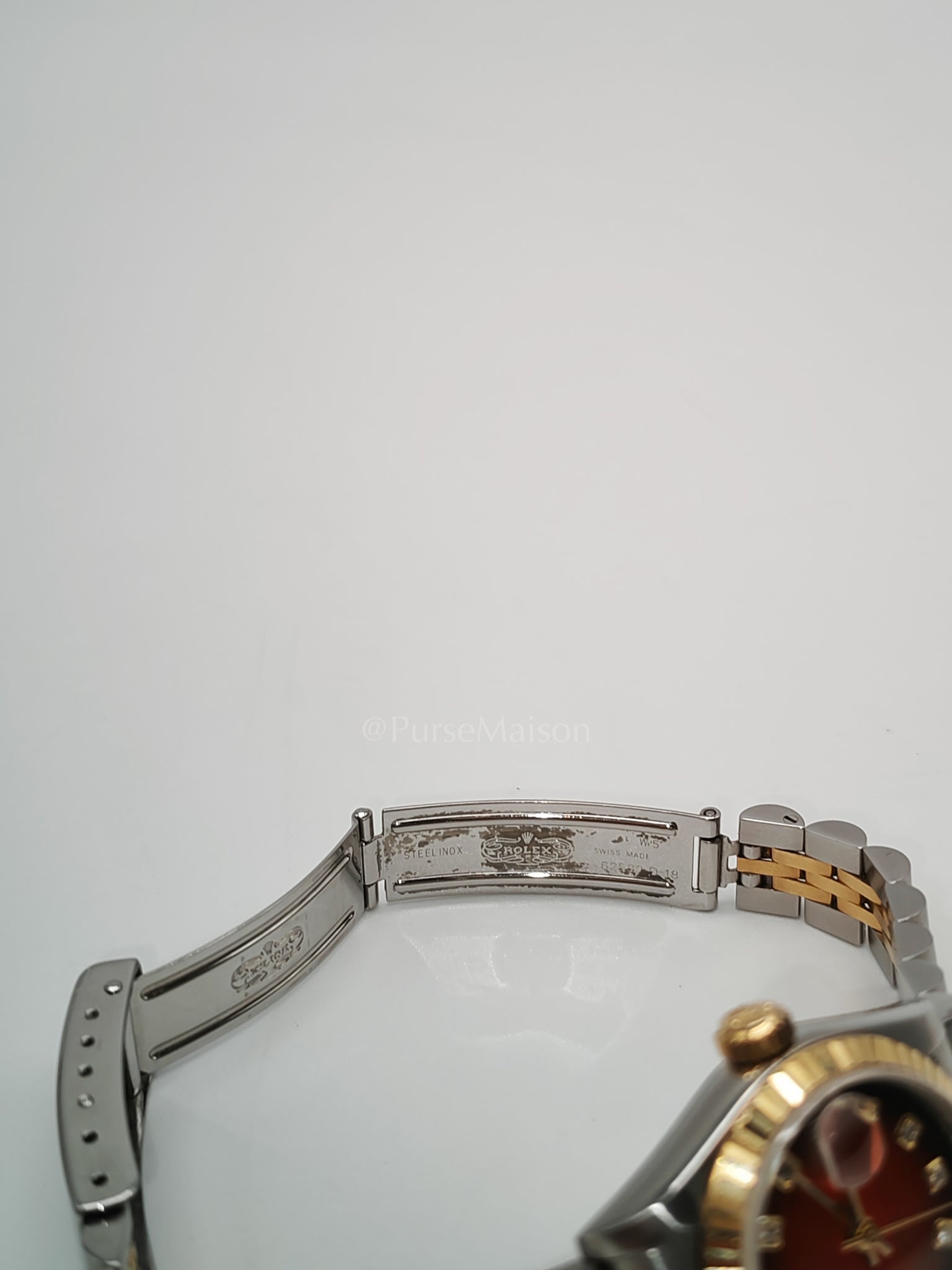 Lady Datejust 26mm Oyster Perpetual Red Vignette Diamond Dial Two-toned Stainless Steel Strap Watch (Reference Number: 69173) | Purse Maison Luxury Bags Shop