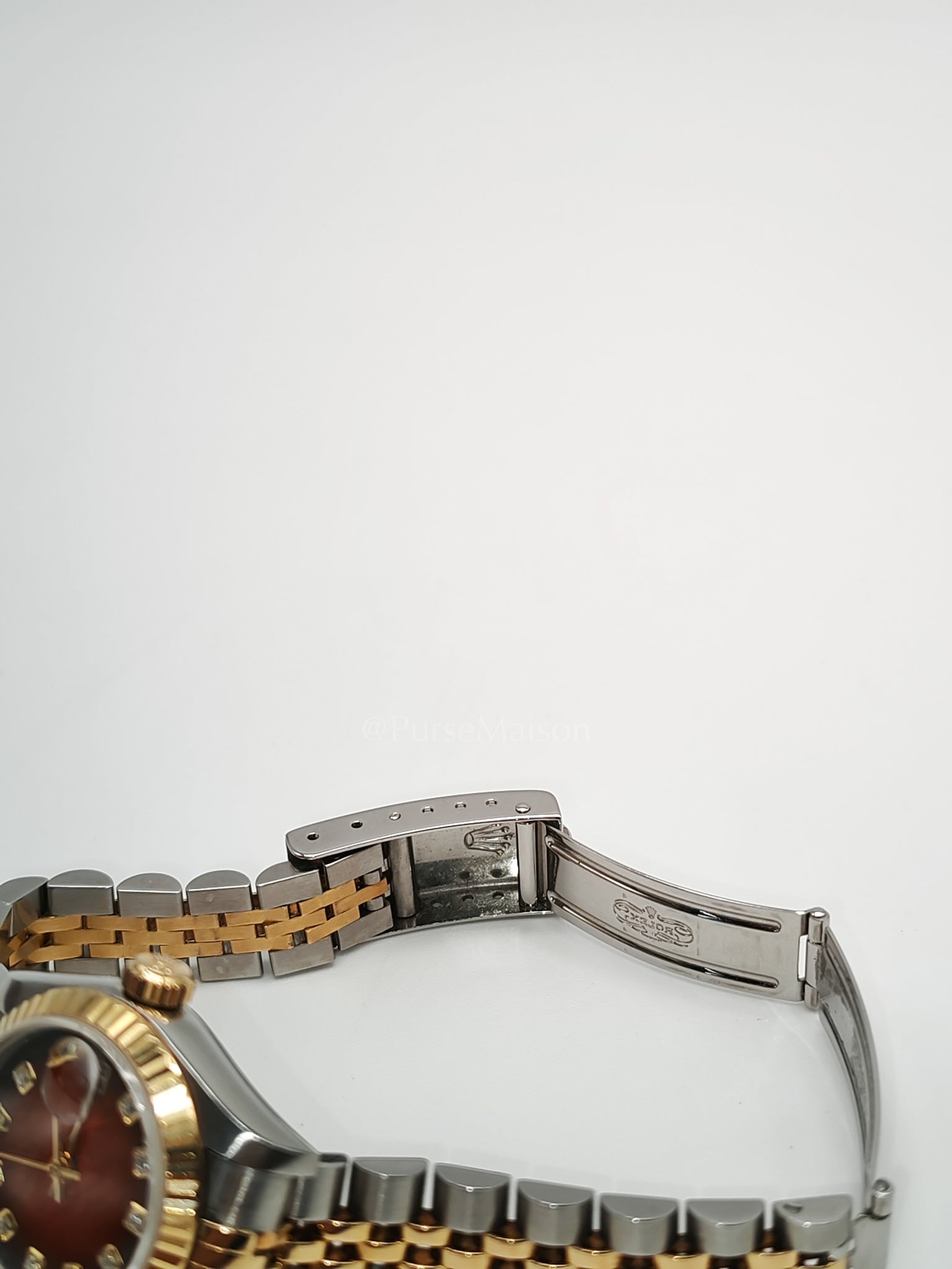 Lady Datejust 26mm Oyster Perpetual Red Vignette Diamond Dial Two-toned Stainless Steel Strap Watch (Reference Number: 69173) | Purse Maison Luxury Bags Shop