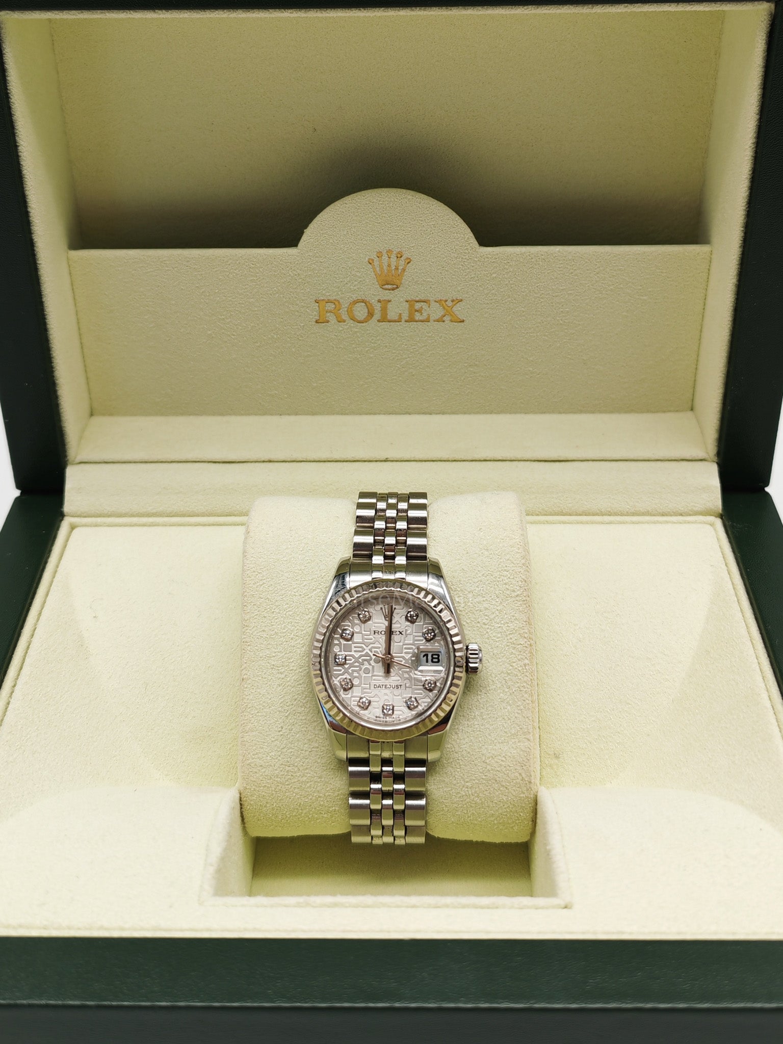Lady-Datejust 26mm Reference 179174 18k White Gold Fluted Bezel Computer Dial & Jubilee Bracelet | Purse Maison Luxury Bags Shop