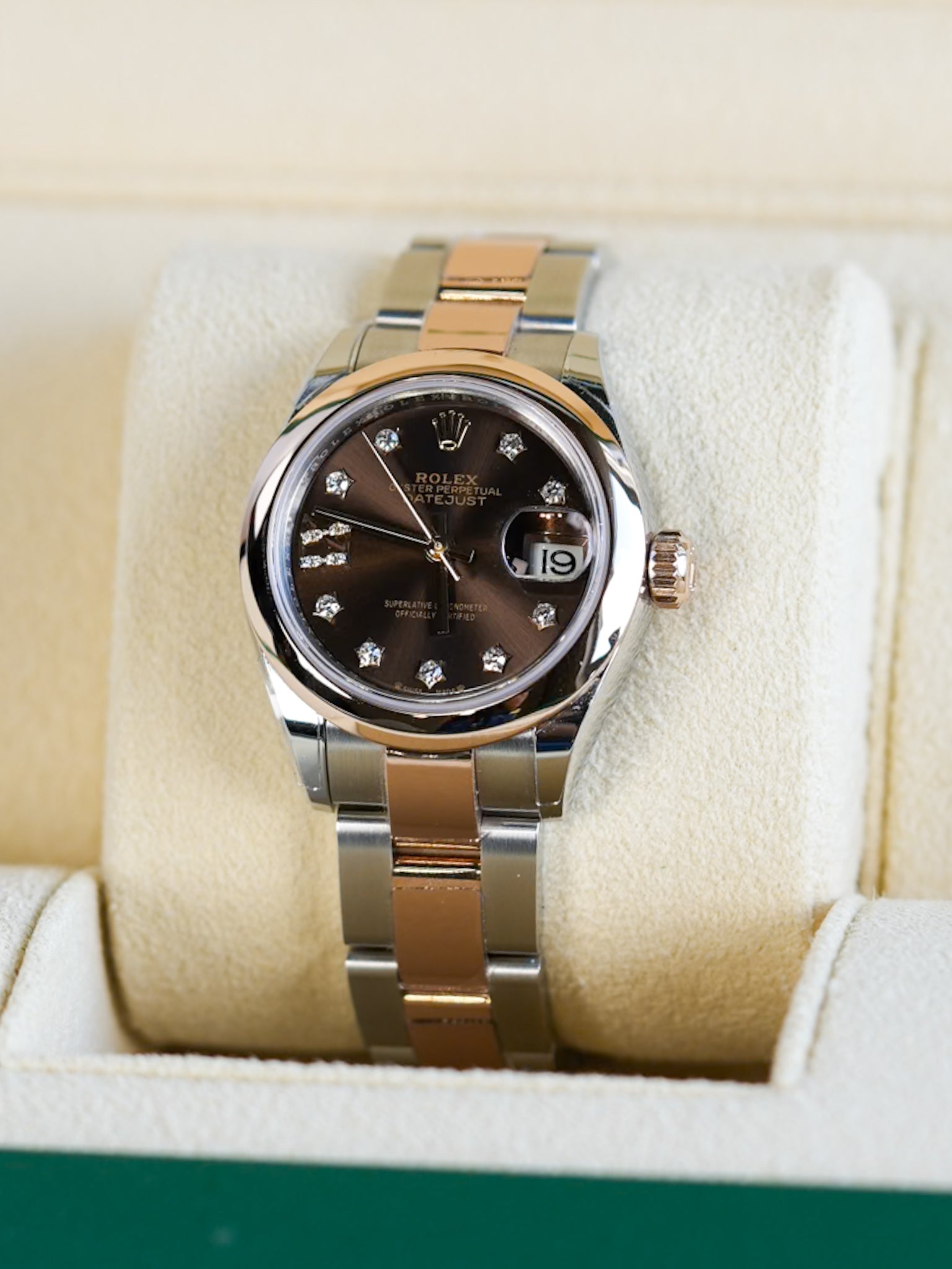 Lady Datejust 28mm Chocolate Star Dial Oyster Perpetual with Diamonds Dial Ref 279161 | Purse Maison Luxury Bags Shop